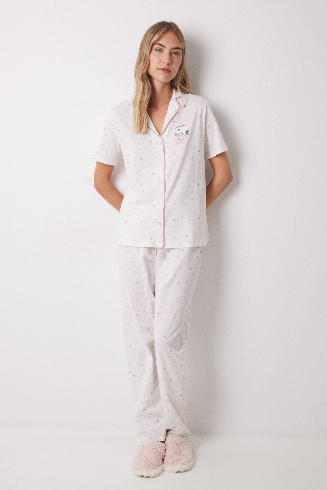Women Secret_100% Cotton Shirt Pajamas with Pink Hearts_3139851_73_02