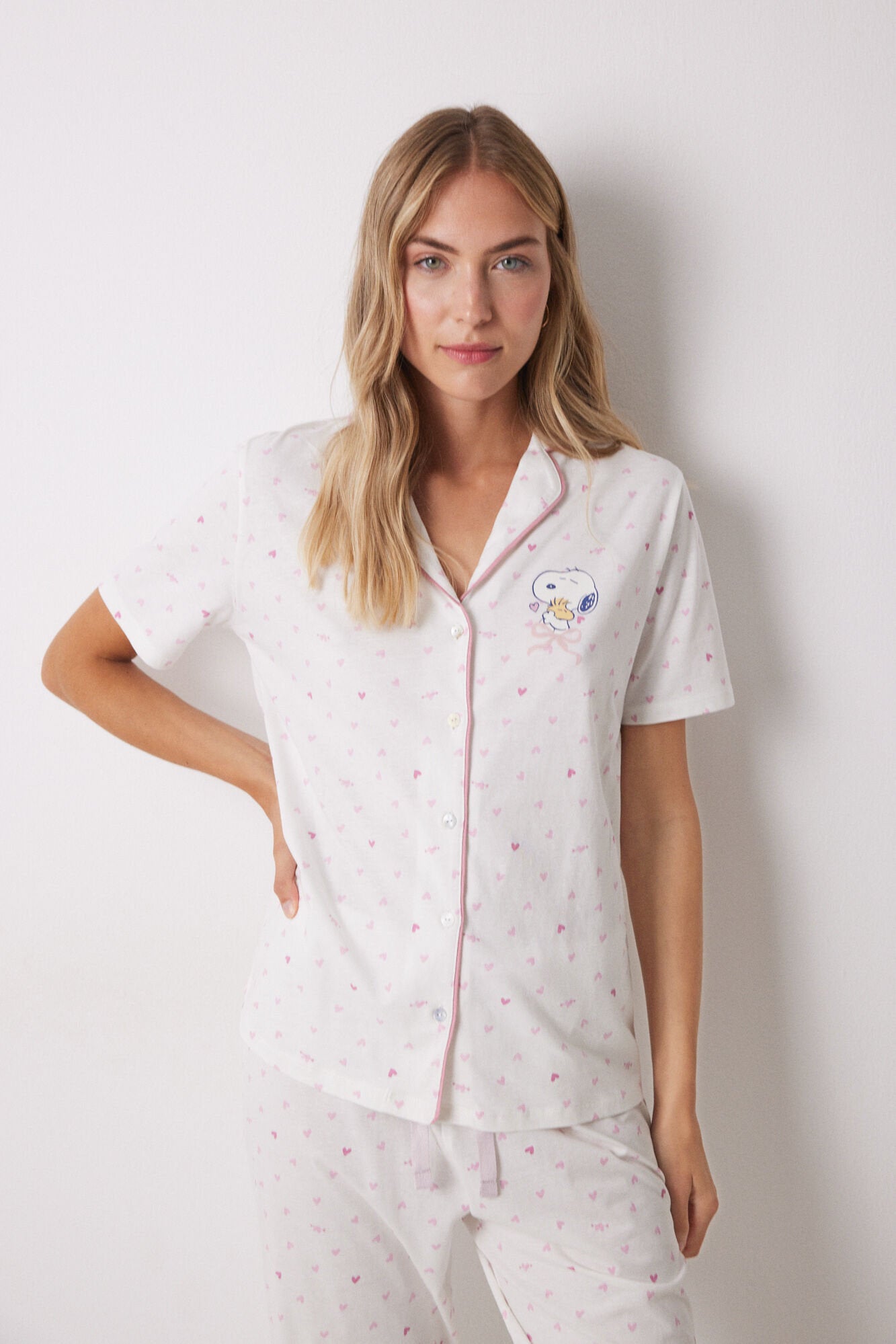 Women Secret_100% Cotton Shirt Pajamas with Pink Hearts_3139851_73_03