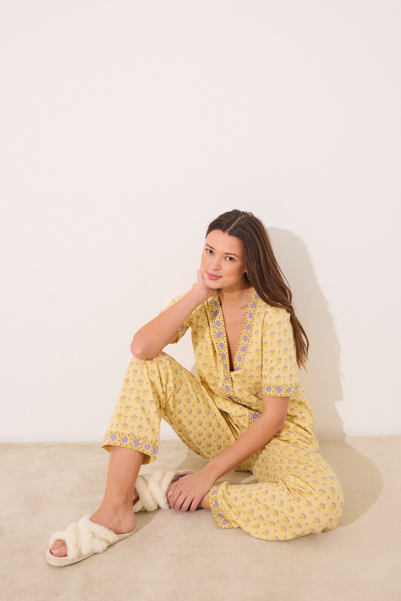 Women Secret_100% Cotton Yellow Flower Print Pyjamas_3139865_09_06