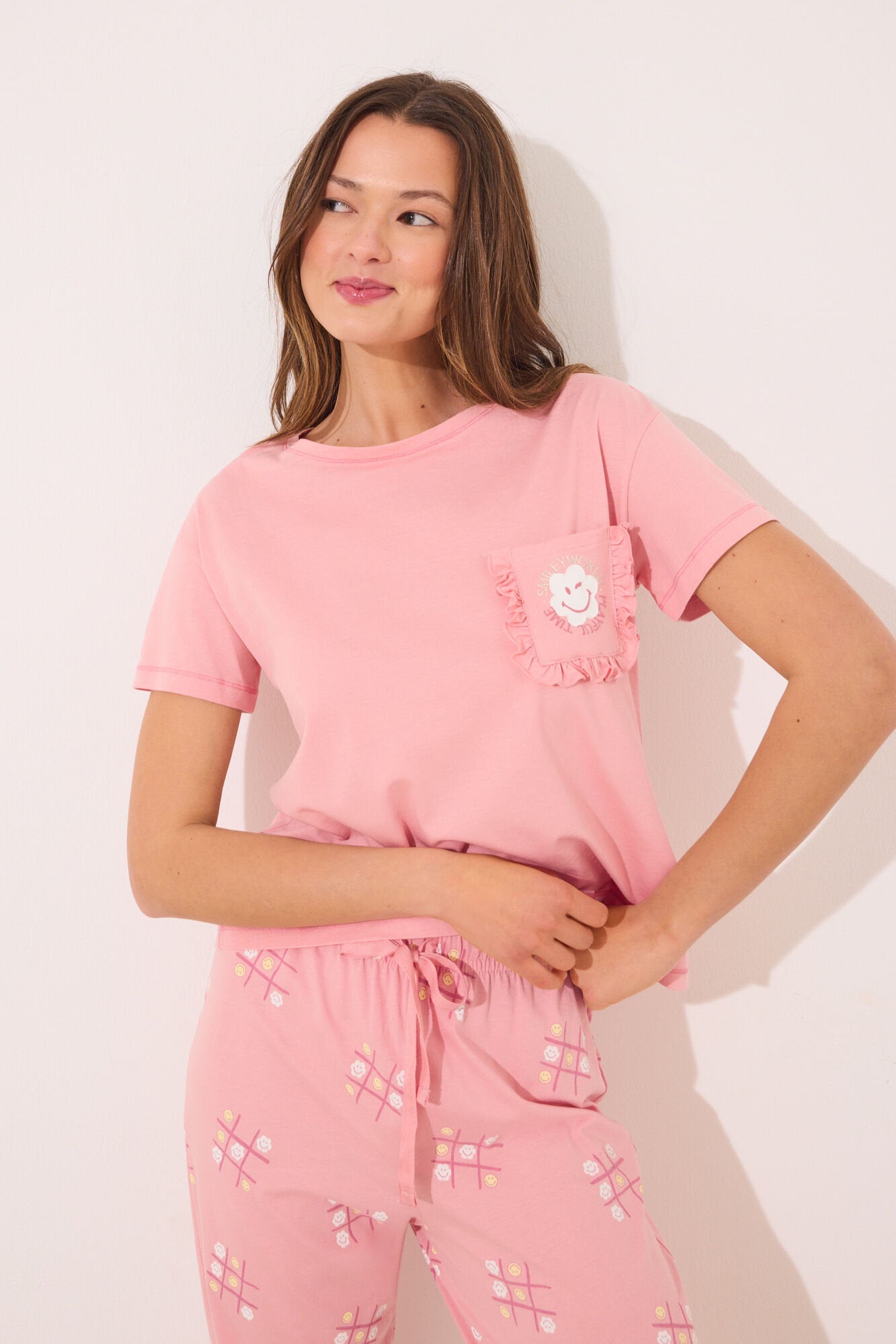 Women Secret_100% Cotton Pink Smiley Pyjamas_3139882_71_01