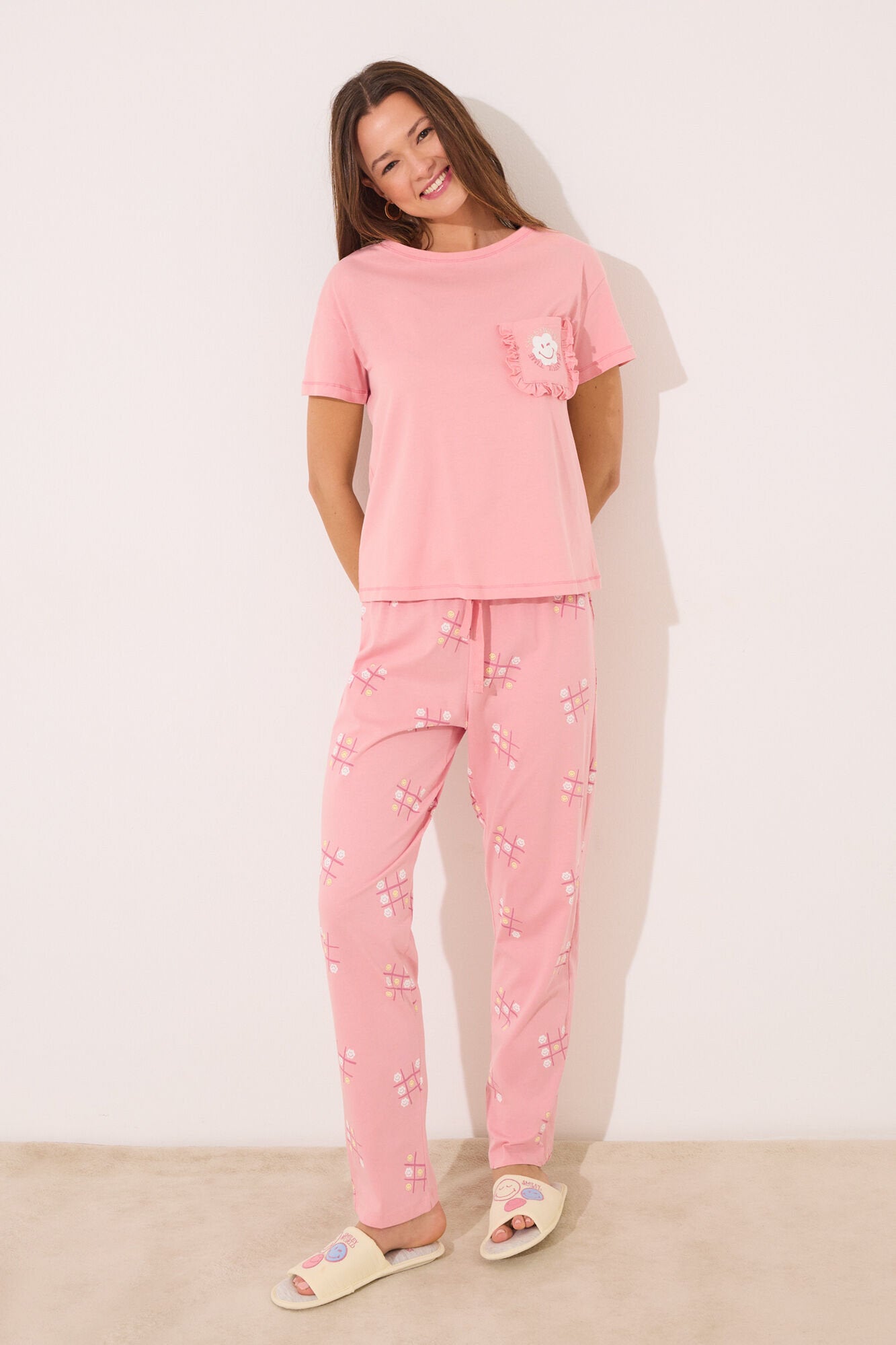 Women Secret_100% Cotton Pink Smiley Pyjamas_3139882_71_02