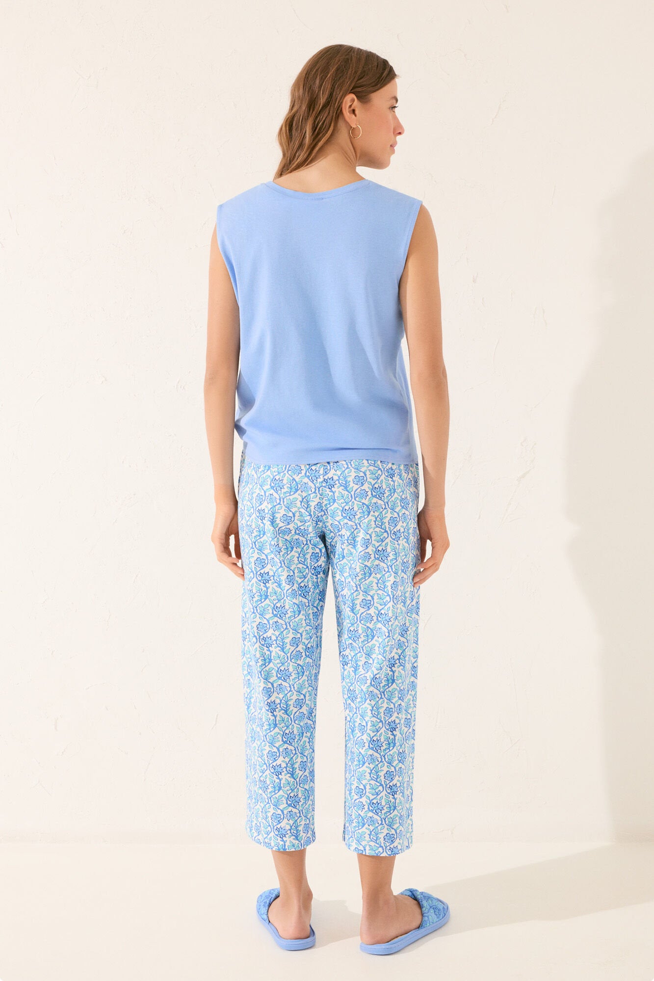 Women Secret_Blue Capri Cotton Pyjamas_3139885_14_05