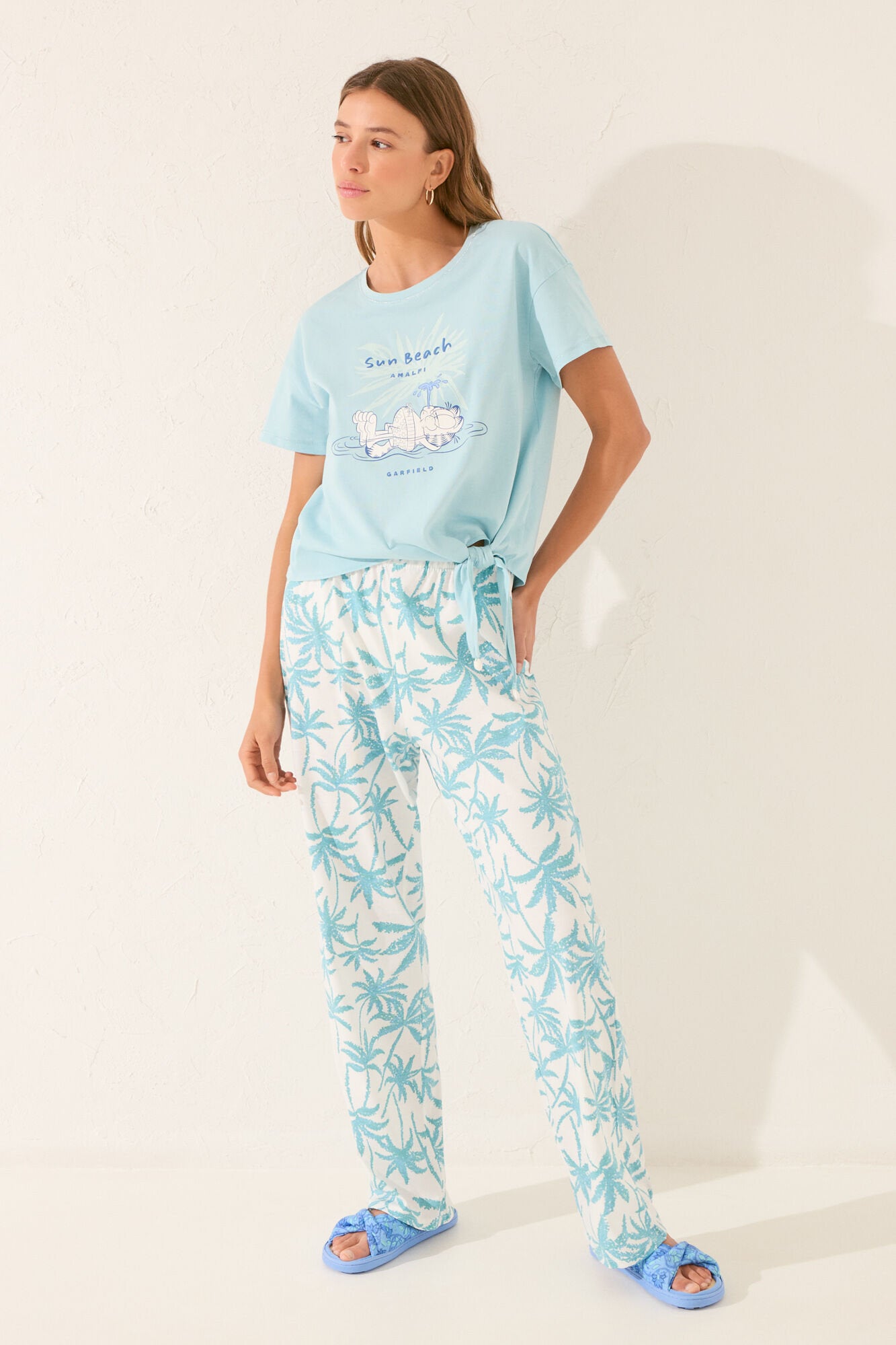 Women Secret_Garfield Green Long Pyjamas_3139888_26_01