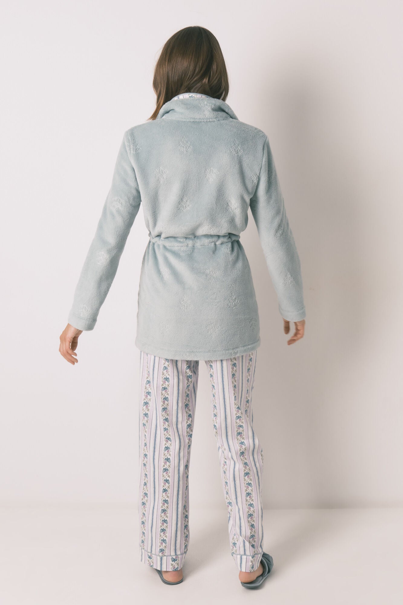 Women Secret_Green_Green Floral Fleece Midi Robe_3142294_28_04