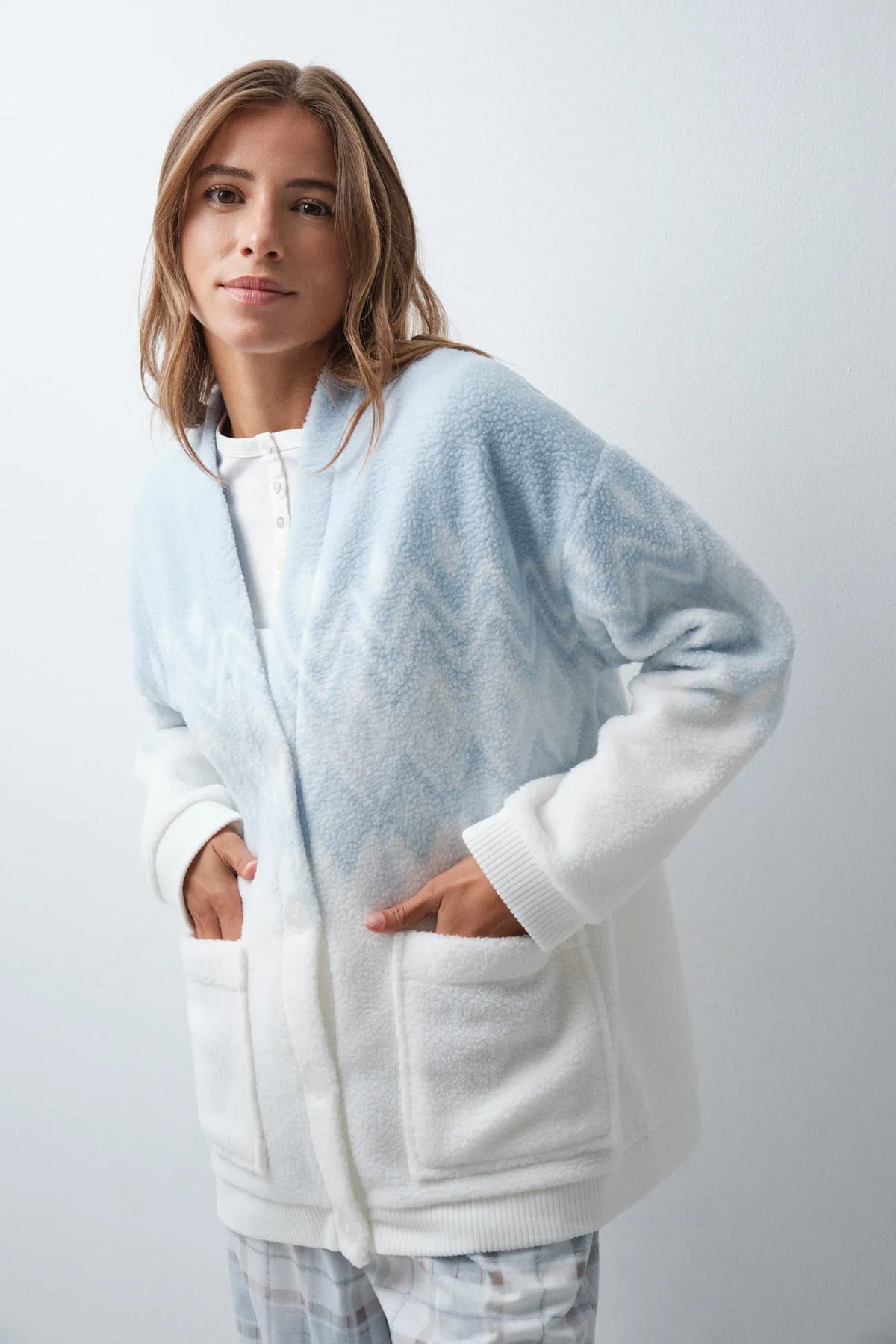 Women Secret Ivory Women Soft Fleece Knit Cardigan SKU: 3144634_96 Image 01