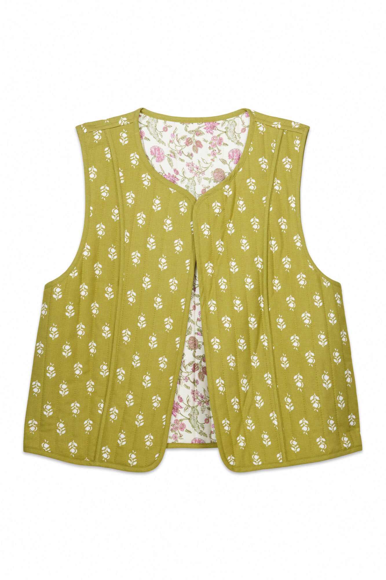 Women Secret_Reversible Gilet 100% Cotton Green Stamps_3149937_97_09