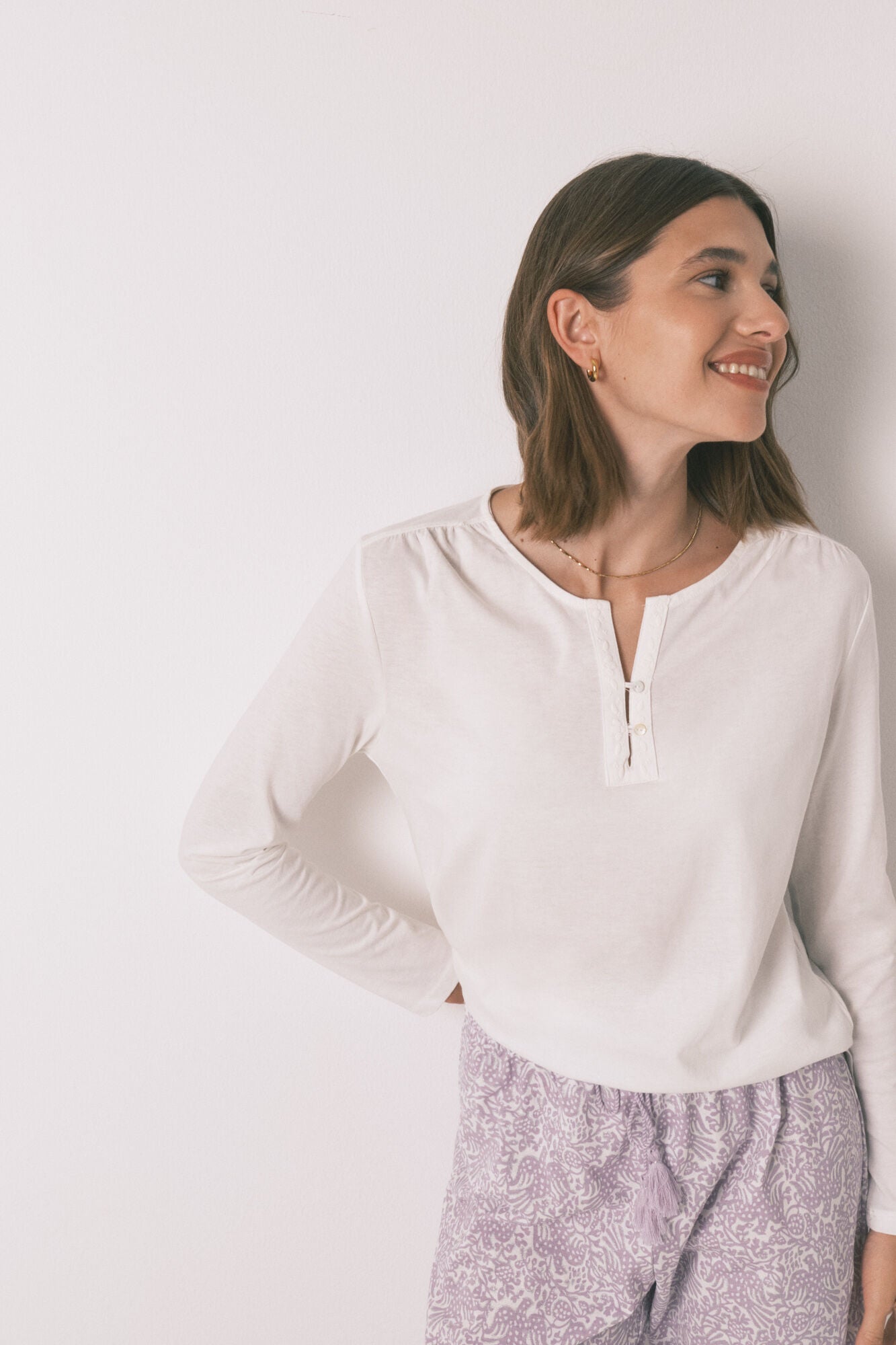 Women Secret_Ivory_100% Ivory Cotton Long Sleeve T-Shirt_3272273_96_01