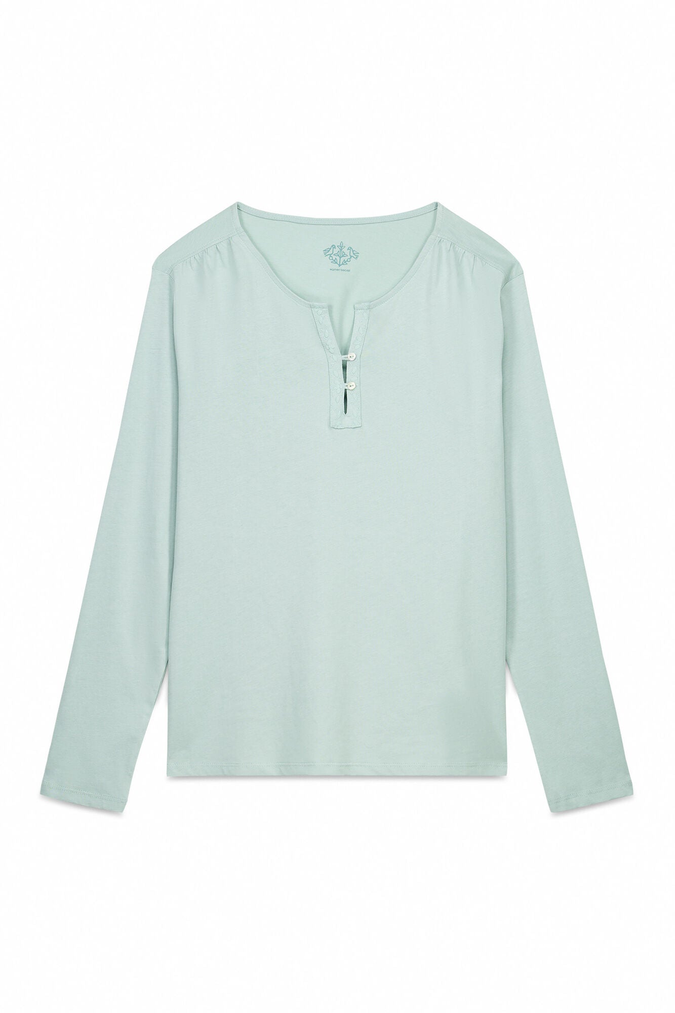 Women Secret_Green_Long Sleeve 100% Cotton Green T-Shirt_3272274_28_05