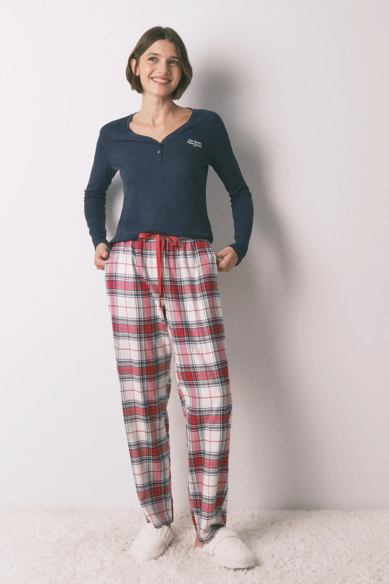 Women Secret_Dark Blue_Blue Waffle Long Sleeve T-Shirt_3272340_11_03