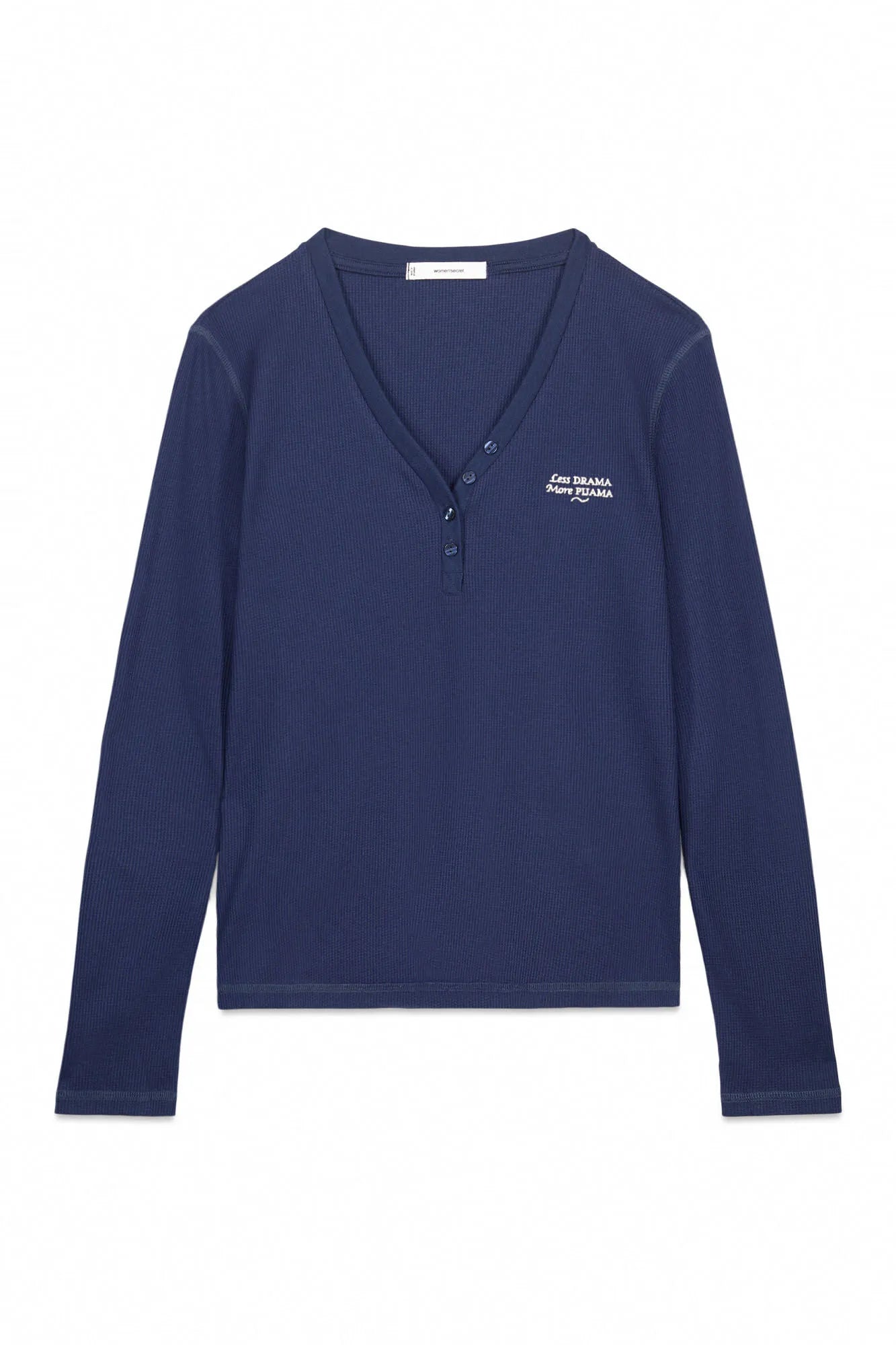 Women Secret_Dark Blue_Blue Waffle Long Sleeve T-Shirt_3272340_11_05