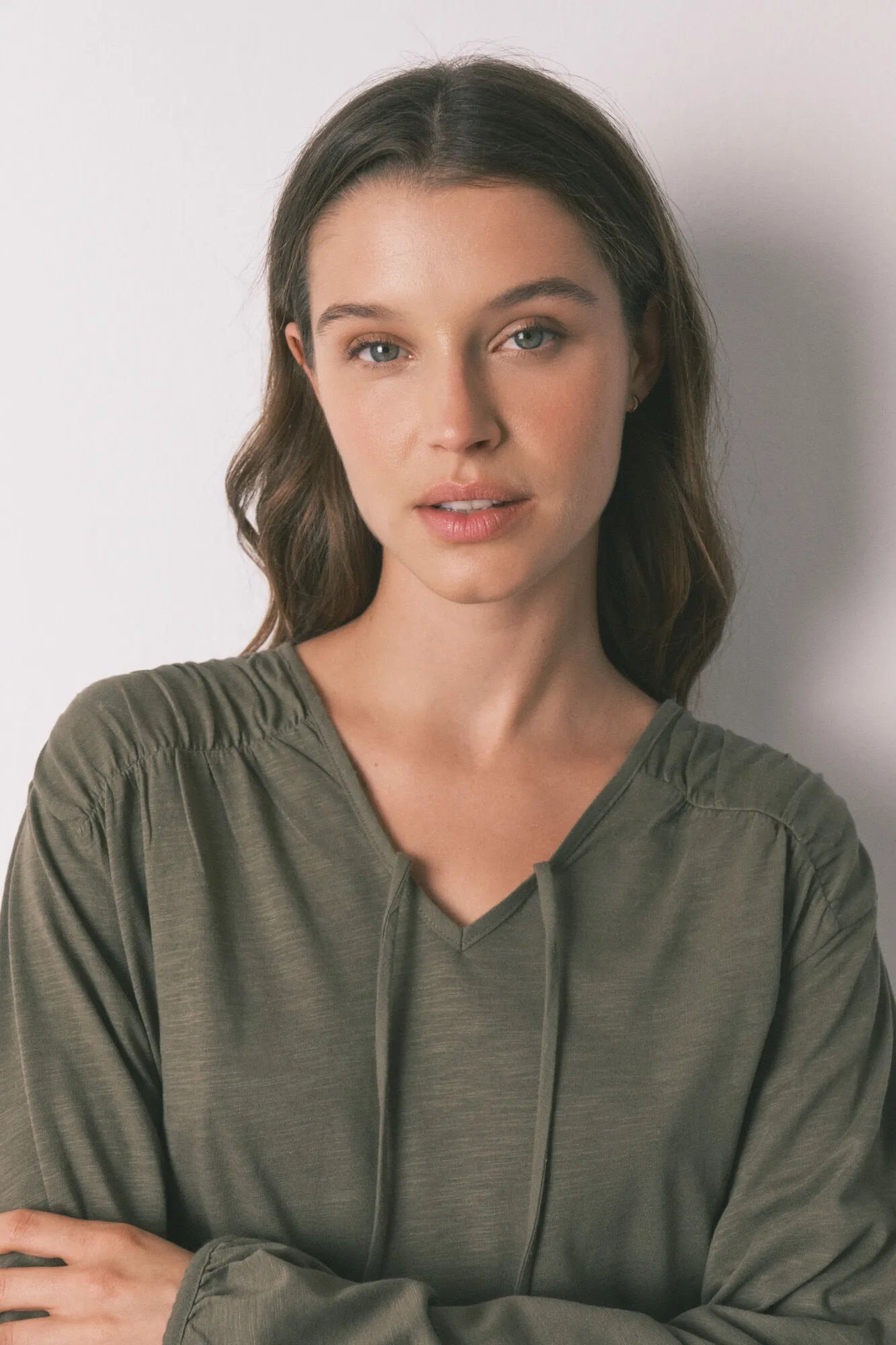 Women Secret_Green_Green Cotton Ruched Long Sleeve T-Shirt_3273276_91_02