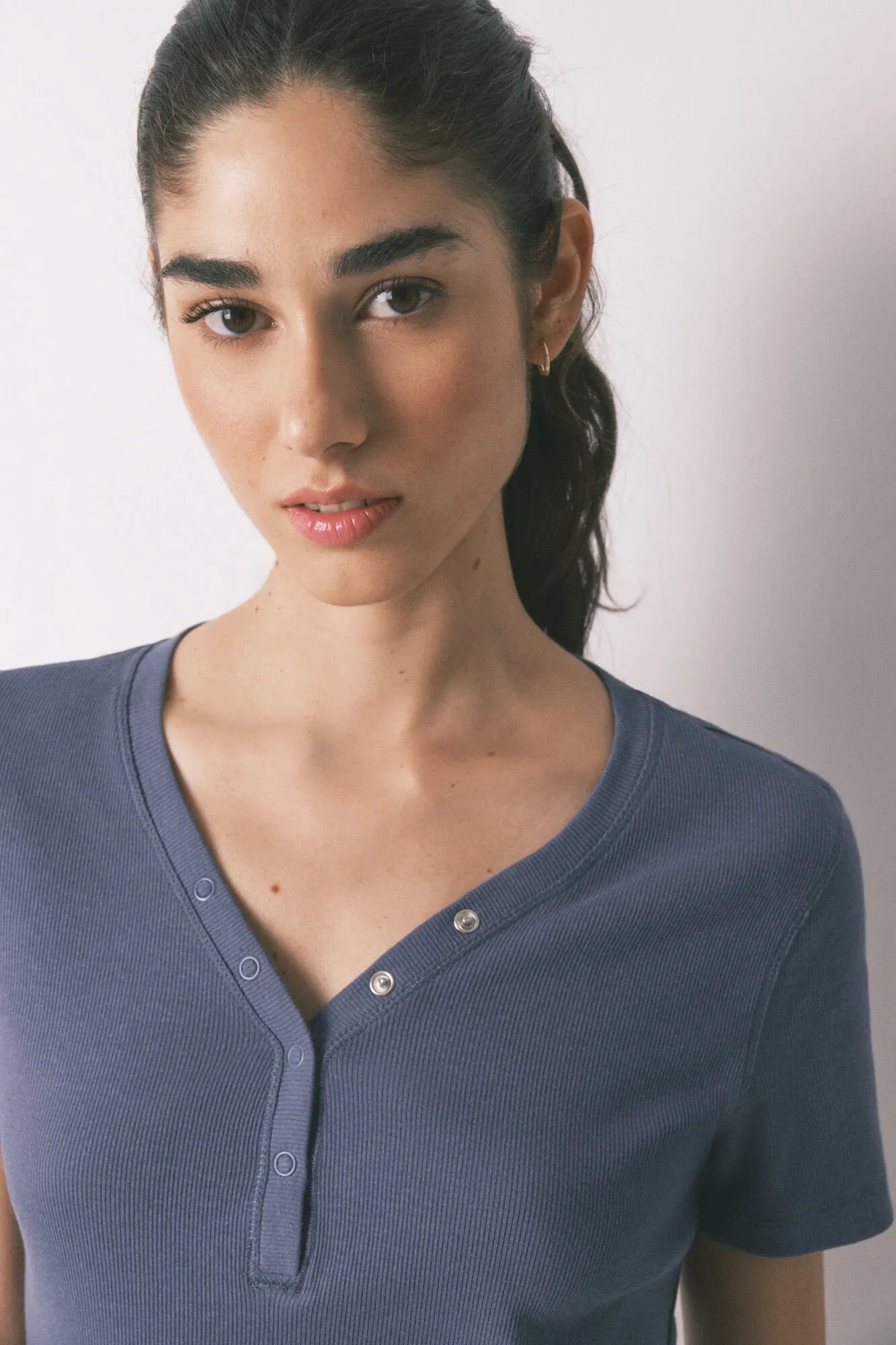 Women Secret_Light Blue_Blue Cotton Ribbed Short Sleeve T-Shirt_3273284_17_02