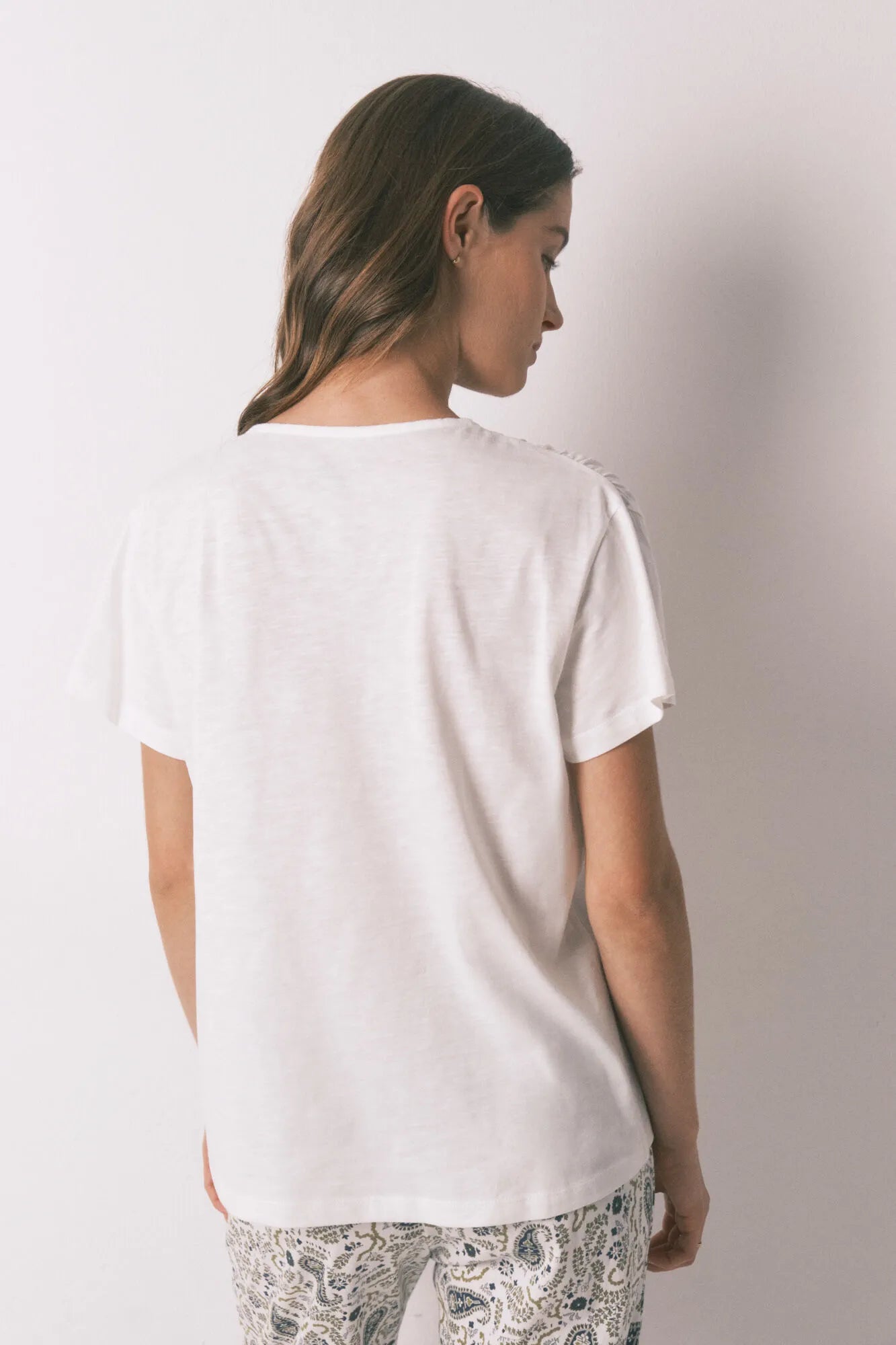 Women Secret_White_White Cotton Ruched Short Sleeve T-Shirt_3273287_96_04