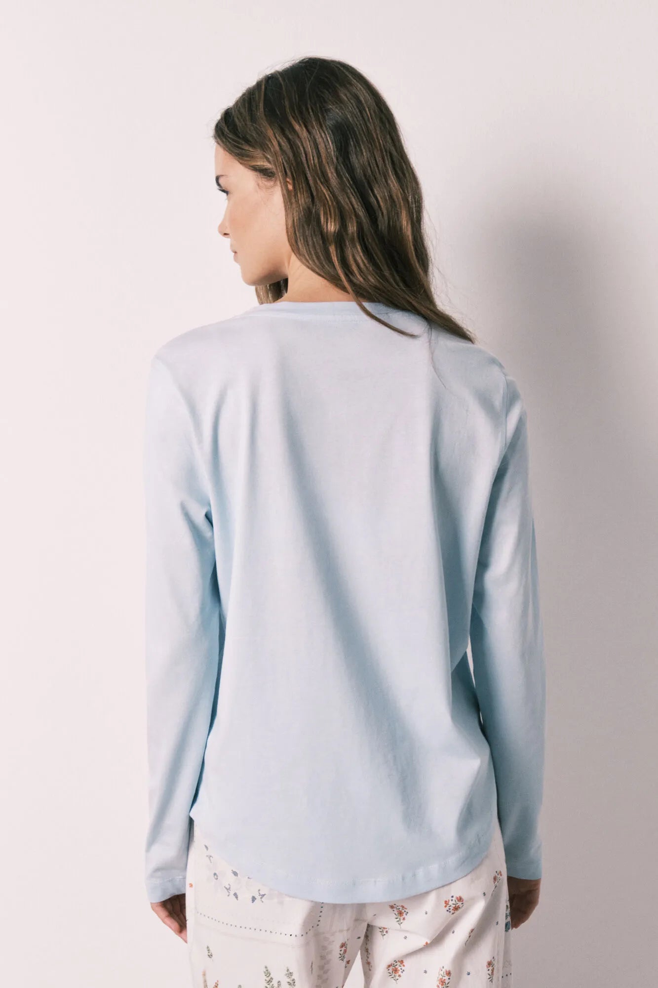 Women Secret Medium Blue Women Blue 100% Cotton Long Sleeve T-Shirt SKU: 3273292_12 Image 04