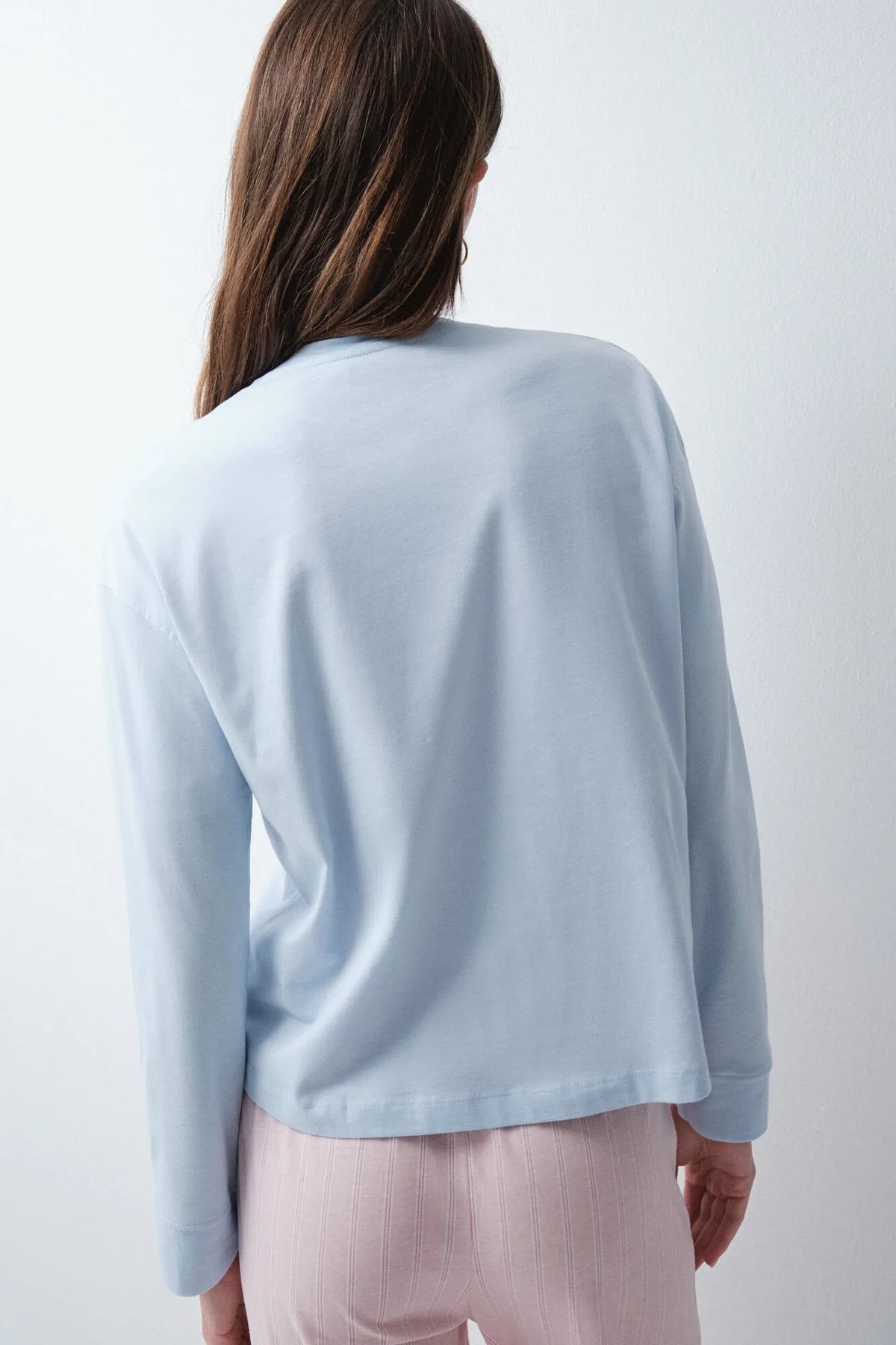 Women Secret Light Blue Women Blue Cotton Pocket T-Shirt SKU: 3274528_17 Image 04