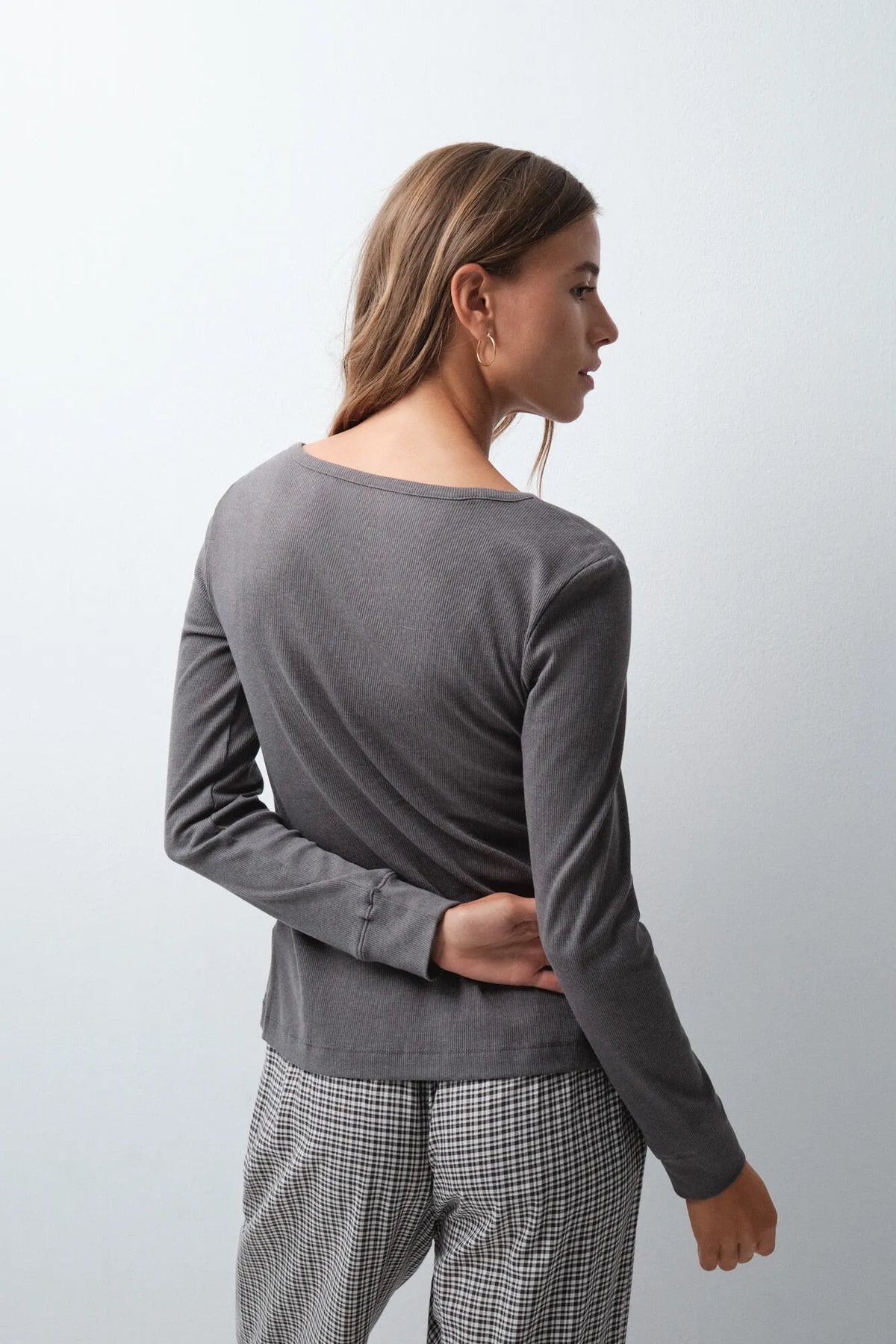 Women Secret Light Grey/Silver Women Grey Cotton Long Sleeve T-Shirt SKU: 3274534_48 Image 04