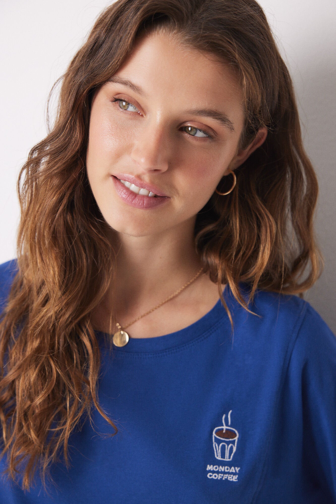 100% Cotton Short Sleeve T-Shirt In Blue - BEVAVA