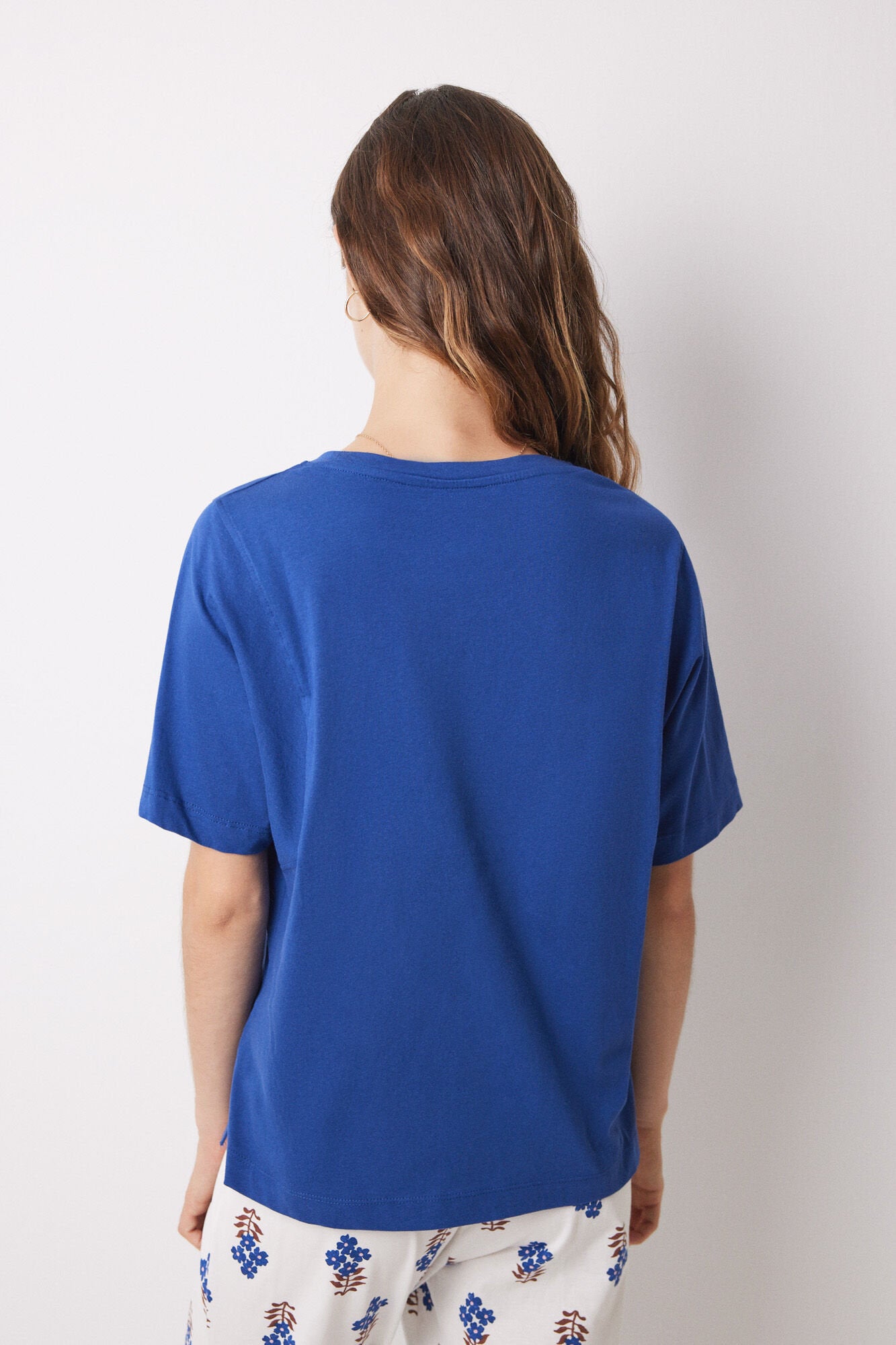 100% Cotton Short Sleeve T-Shirt In Blue - BEVAVA