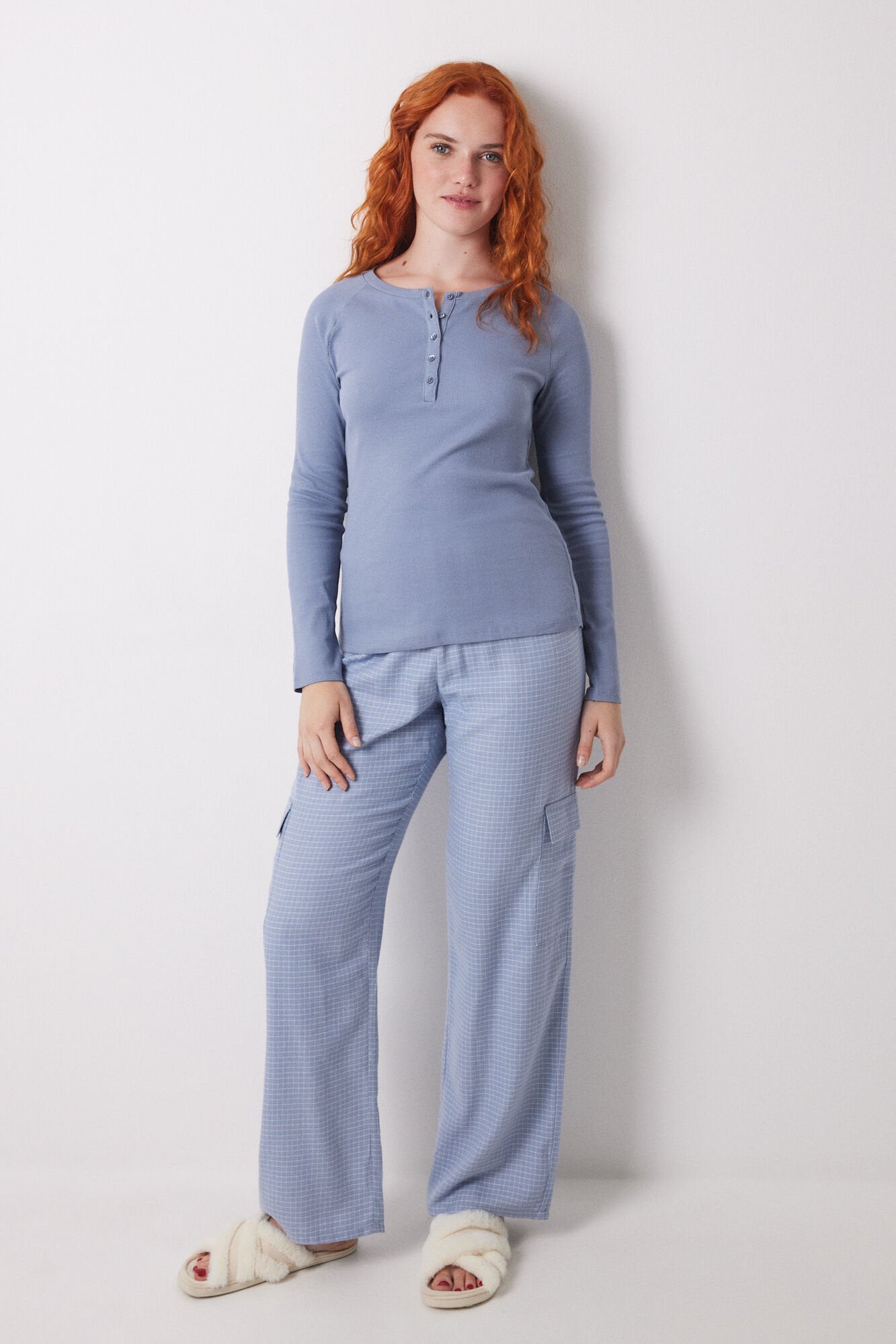 Women Secret_Blue Ribbed Long Sleeve T-Shirt_3279678_18_03