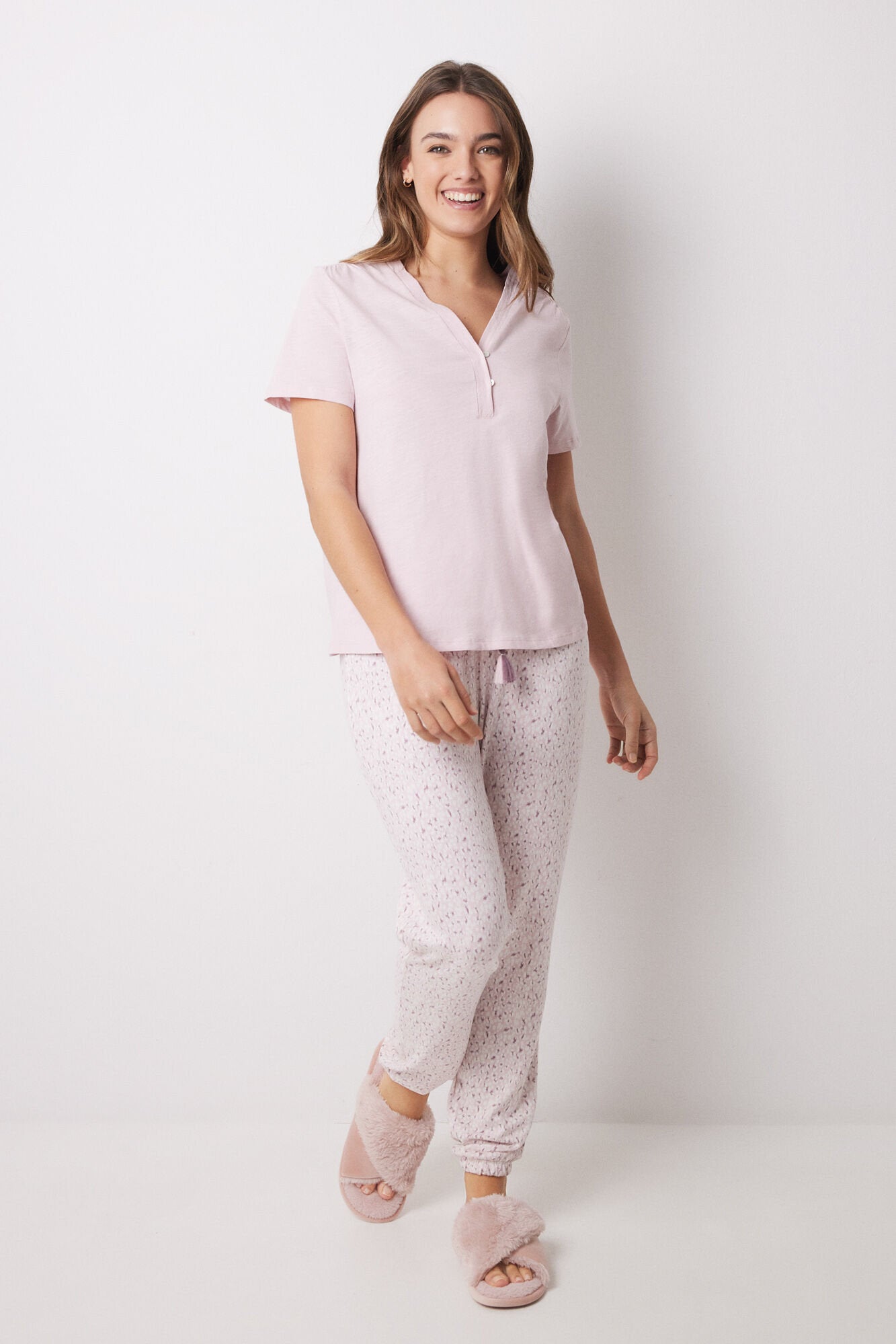 Women Secret_Pink 100% Cotton Short-Sleeved T-Shirt_3279683_75_02