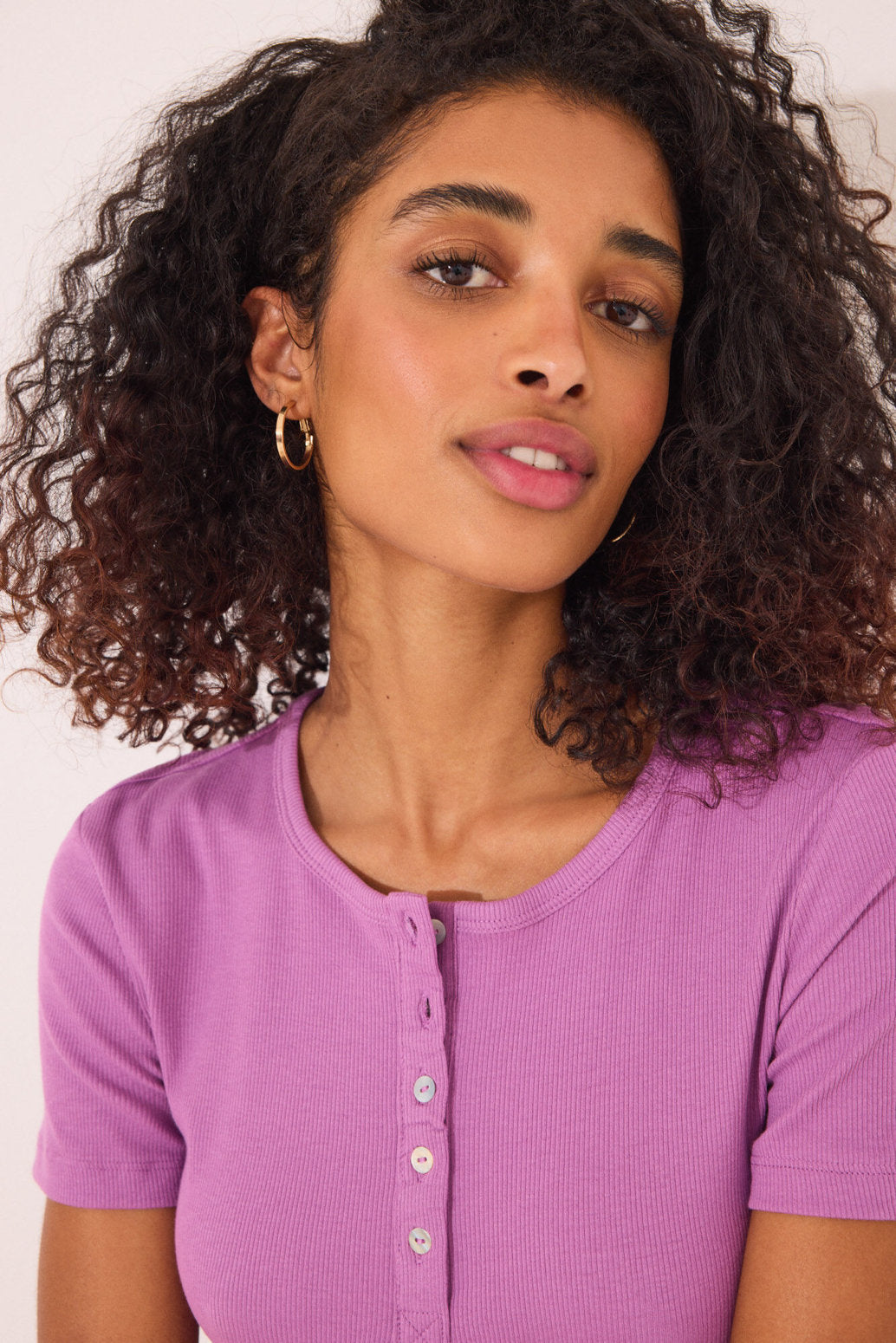 Women Secret_Purple Ribbed Short Sleeve T-Shirt_3279699_76_01