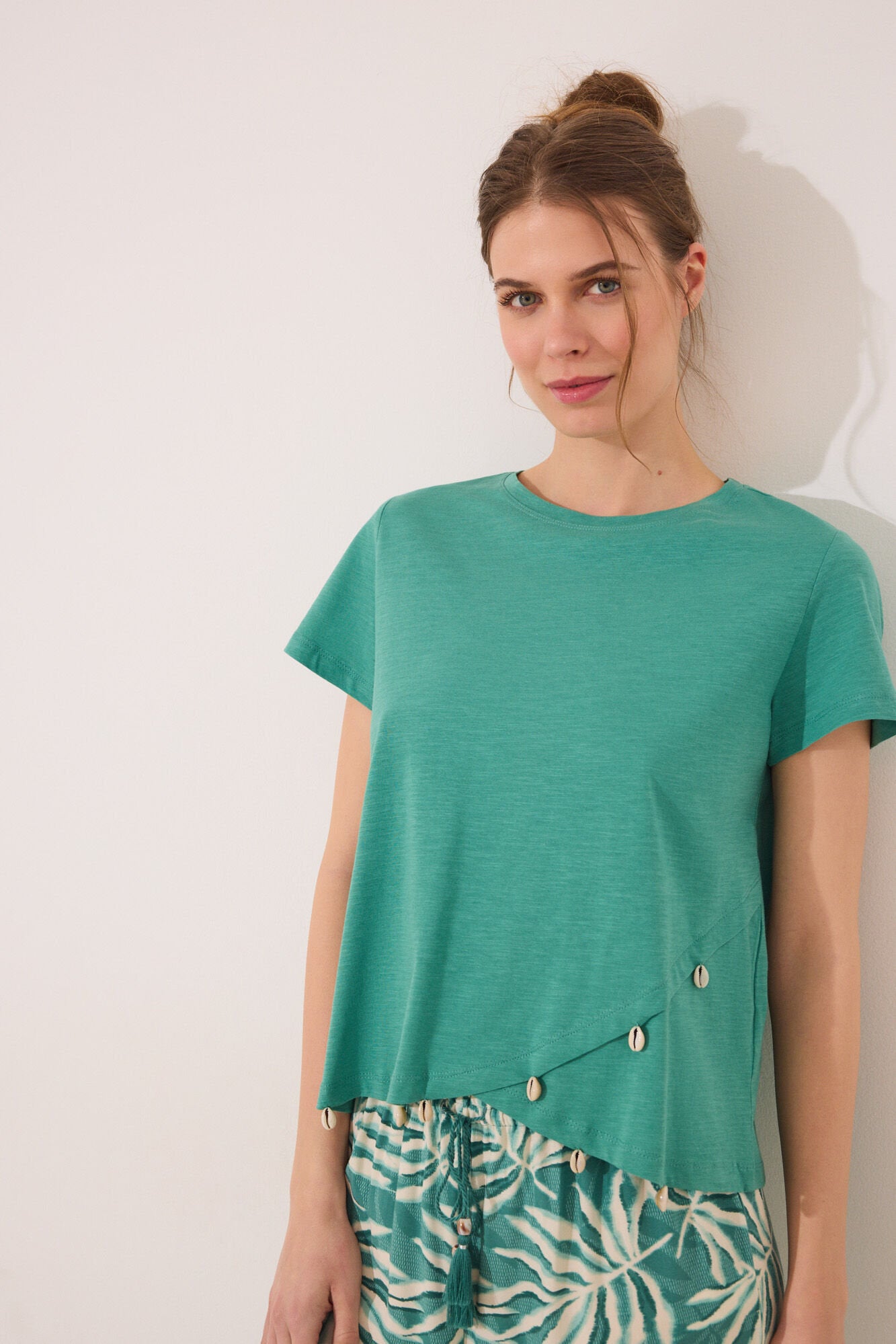 Women Secret_Green Short Sleeve T-Shirt_3279710_22_01