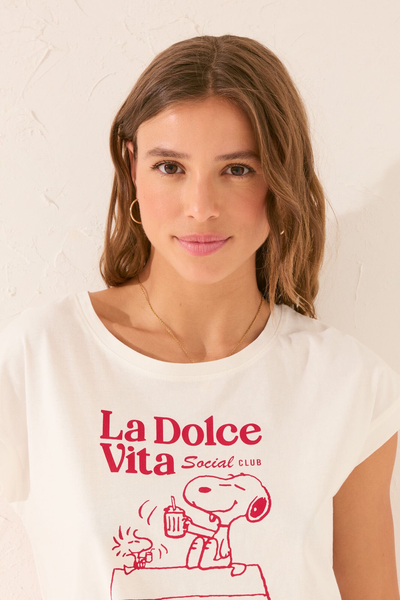 Women Secret_100% Cotton White Snoopy Short Sleeve T-Shirt_3279713_99_02