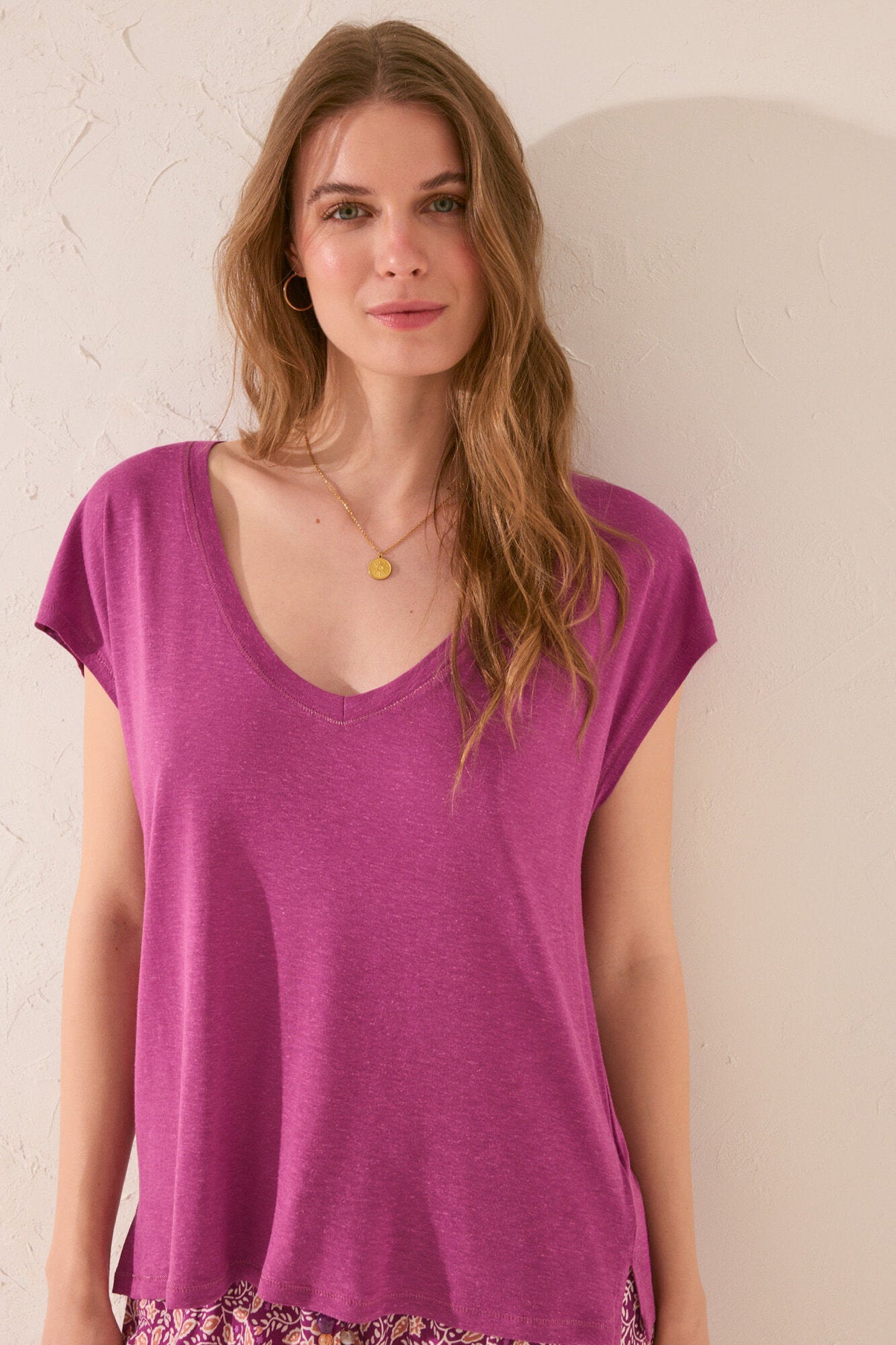 Women Secret_Purple/Lilac Viscose Short Sleeve T-Shirt_3279719_77_03