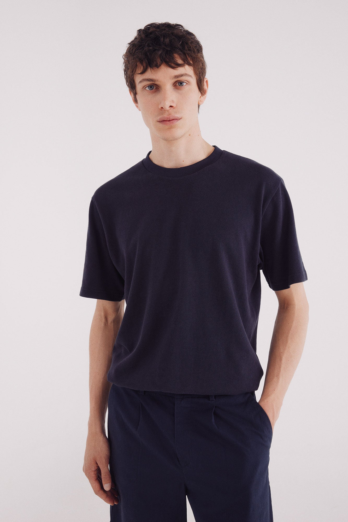 Springfield_Blue_Textured T-Shirt_3282466_11_01