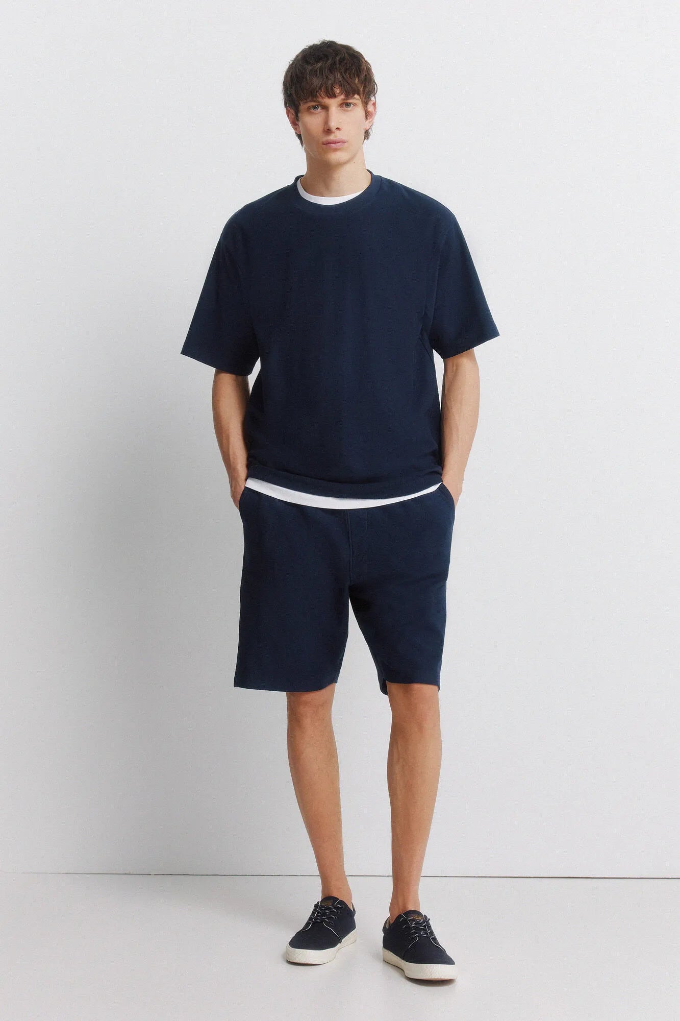 Springfield Blue Men Textured T-Shirt SKU: 3283430_12 Image 03