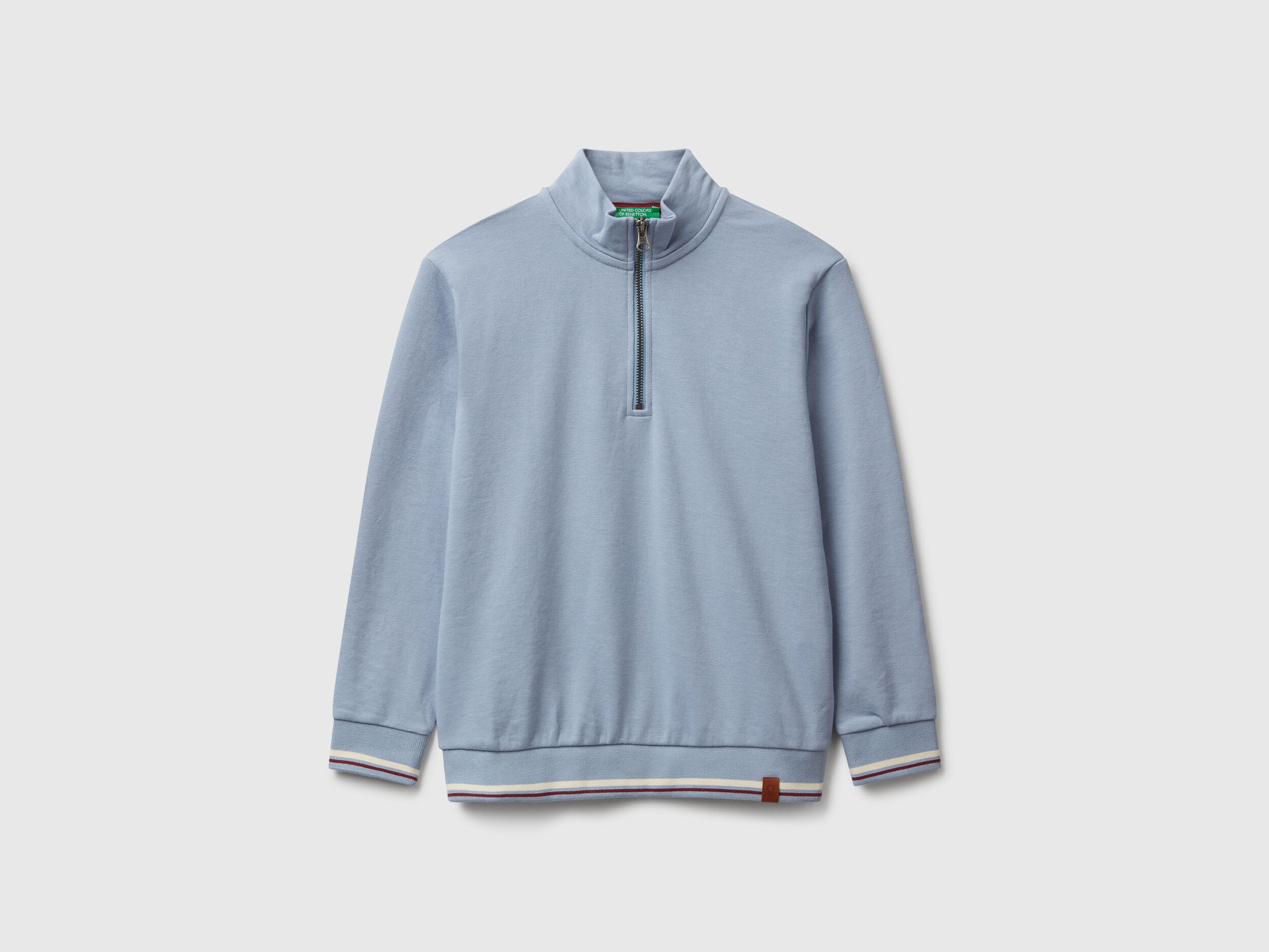 Benetton_Light Blue_High Neck Sweatshirt with Zipper_32N4C10PS_0W2_01