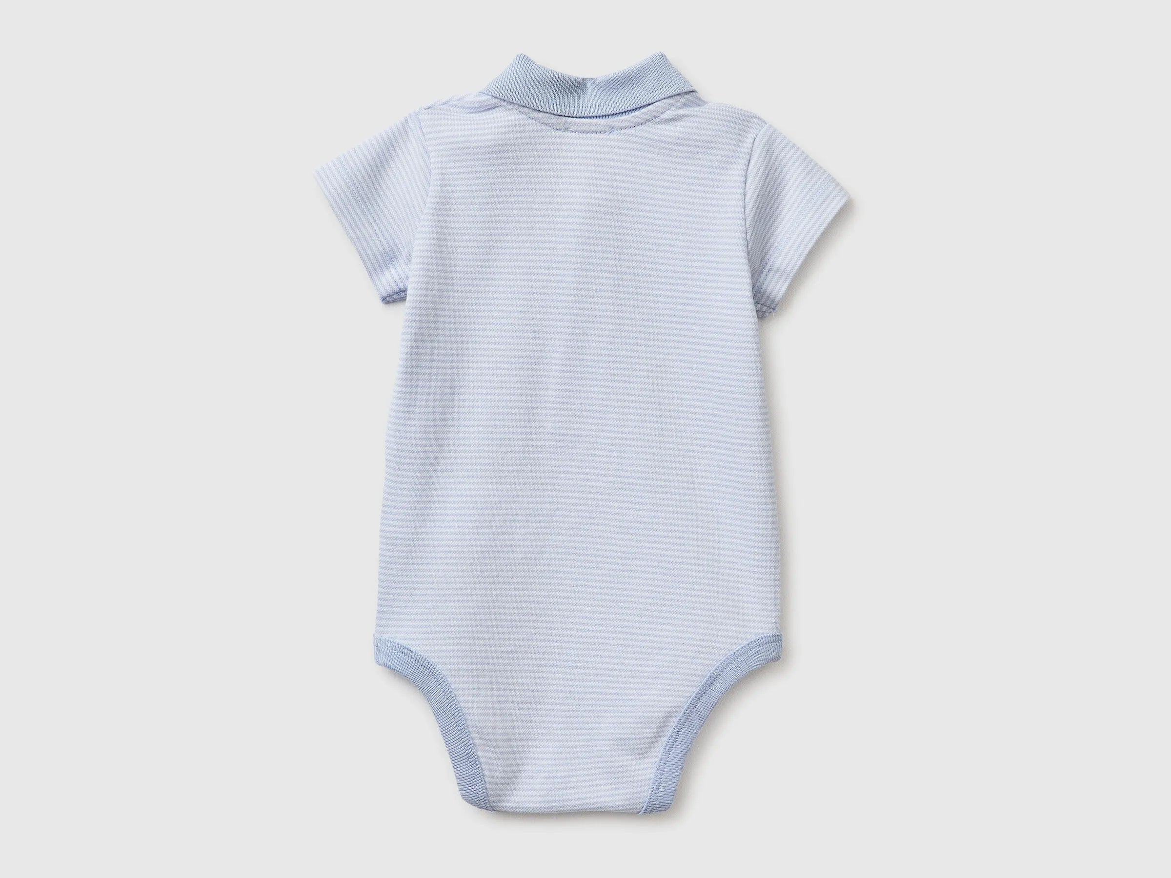 Benetton Sky Blue Boys, Girls Polo Onesie in Stretch Cotton SKU: 32TDAB00W_950 Image 02