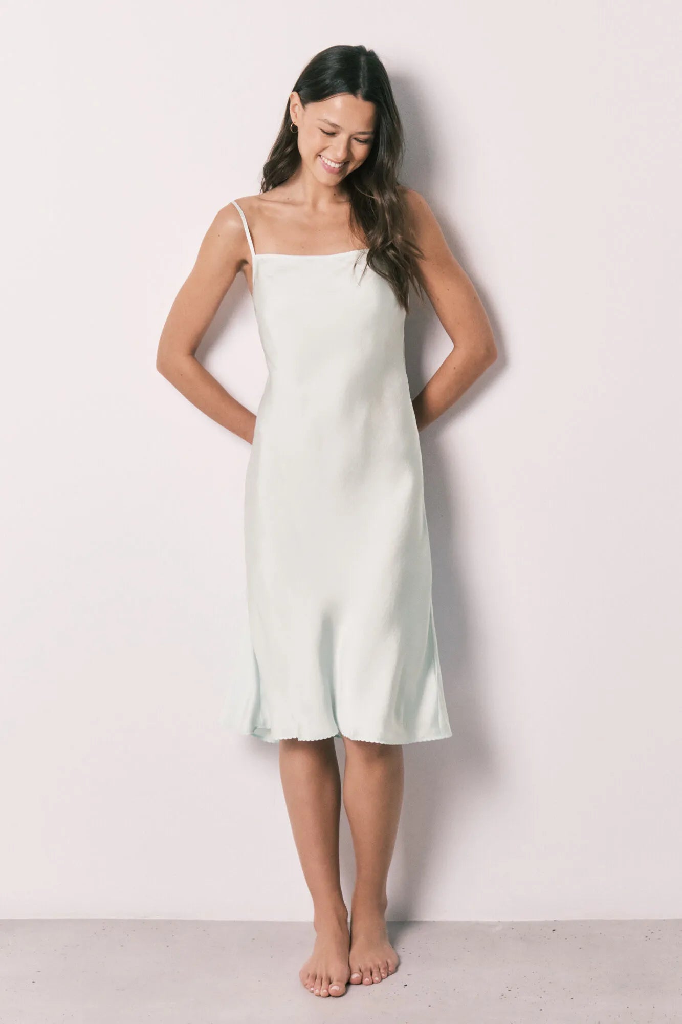 Women Secret Green Women Green Satin Strappy Midi Nightgown SKU: 3413708_22 Image 03