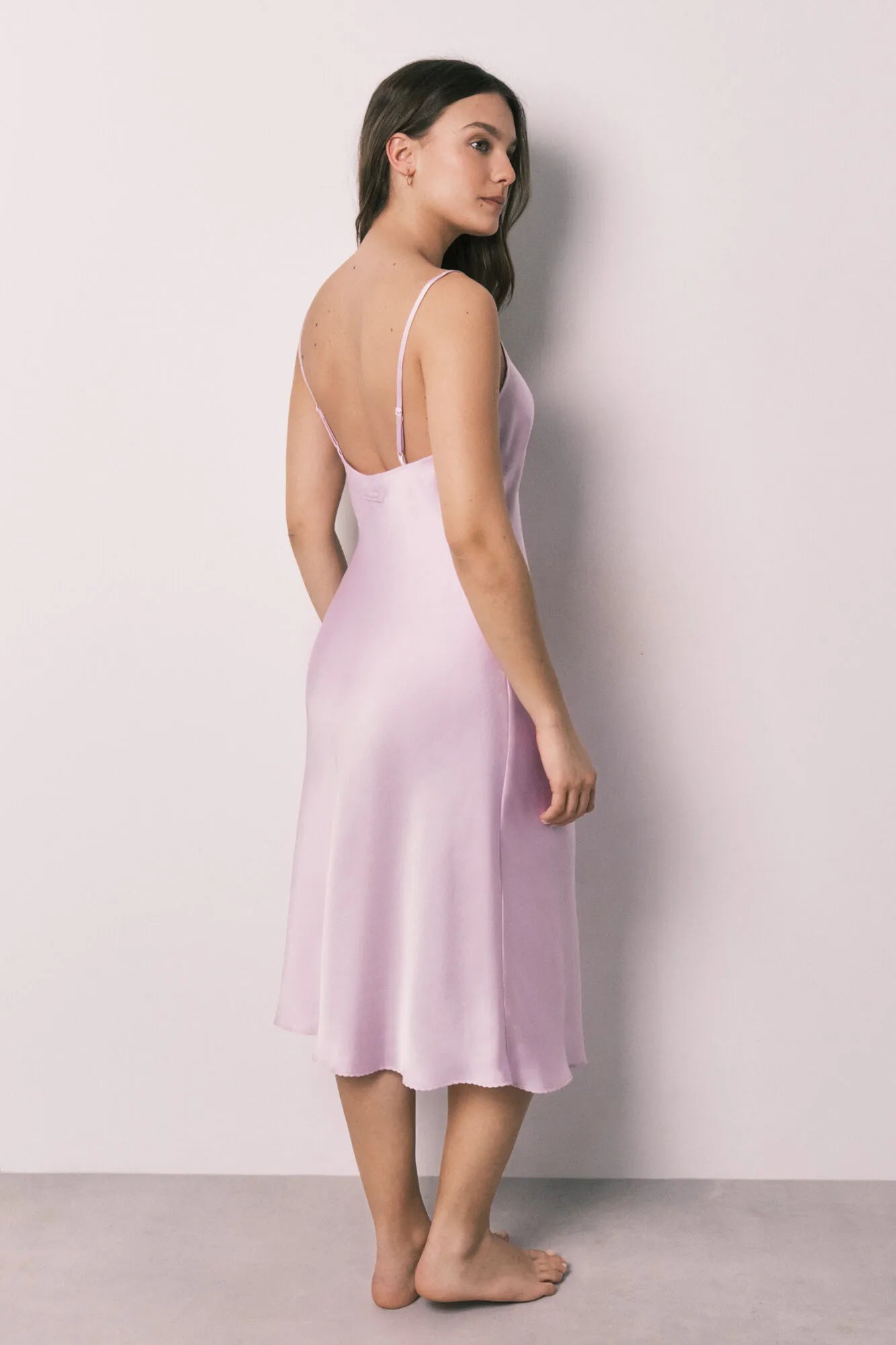 Women Secret Purple/Lilac Women Lilac Satin Strappy Midi Nightgown SKU: 3413709_76 Image 05