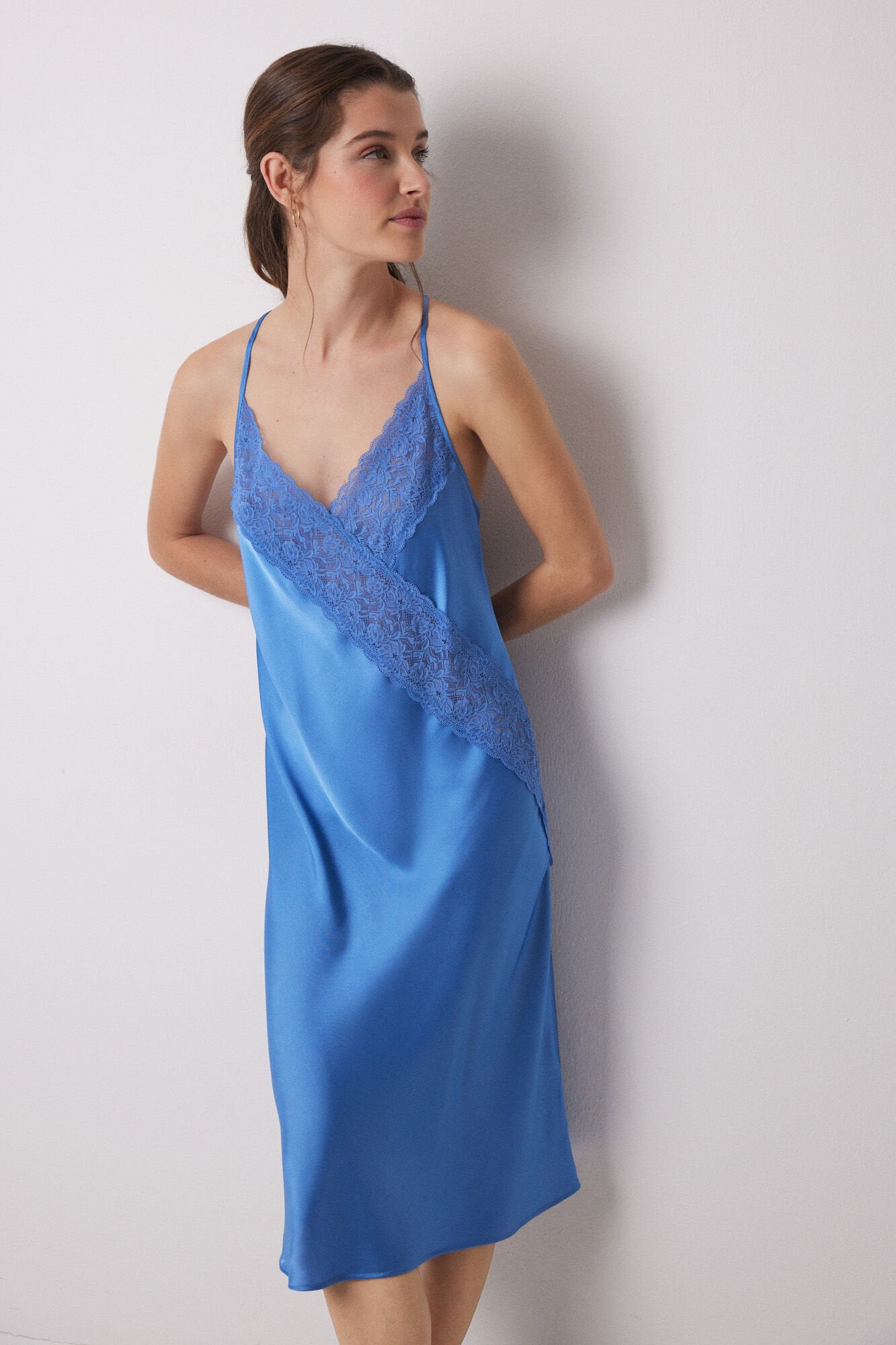 Women Secret_Blue Satin and Lace Midi Nightgown_3419154_19_03