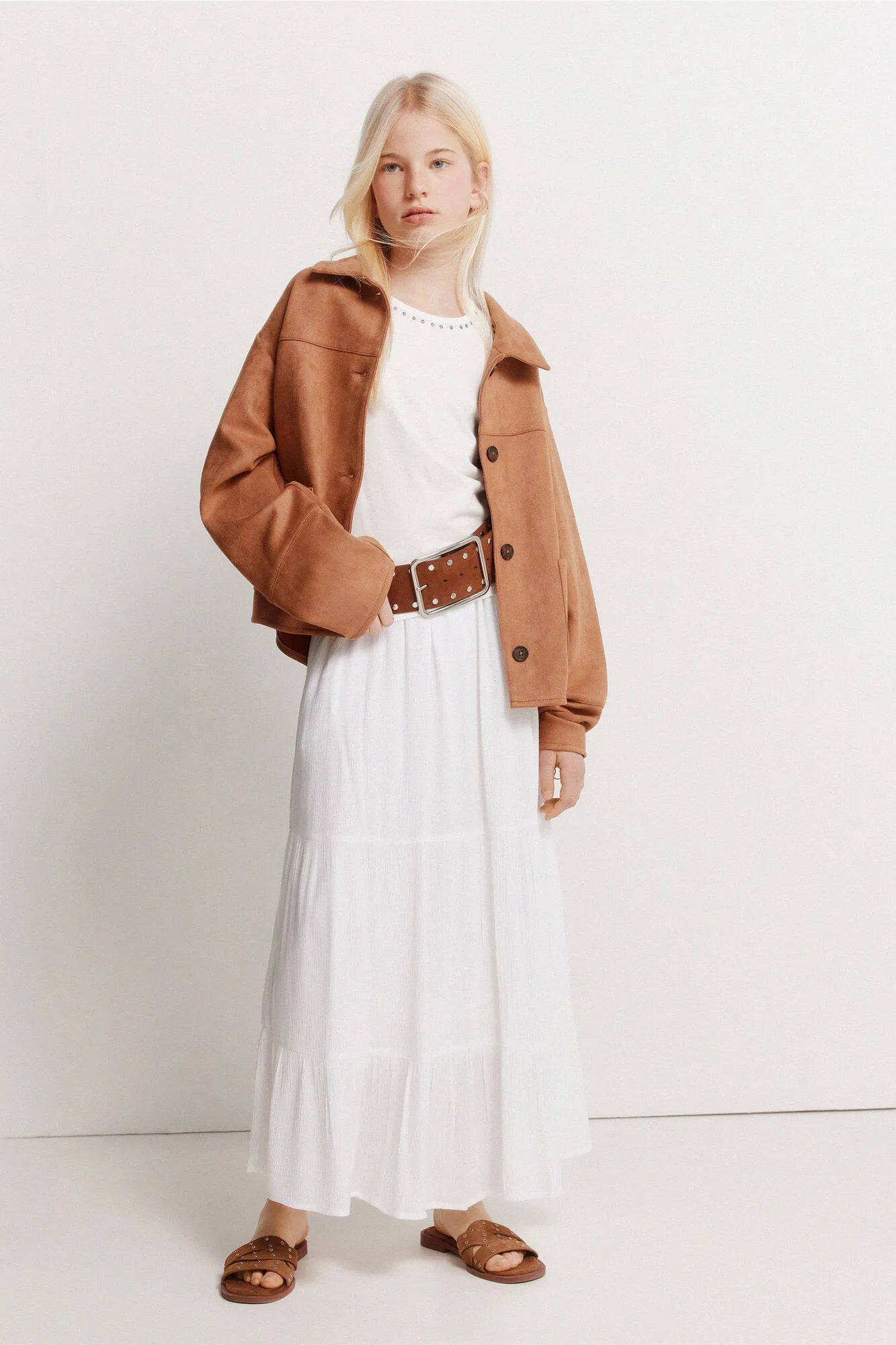 Springfield White Girls Long Skirt SKU: 3493066_99 Image 01