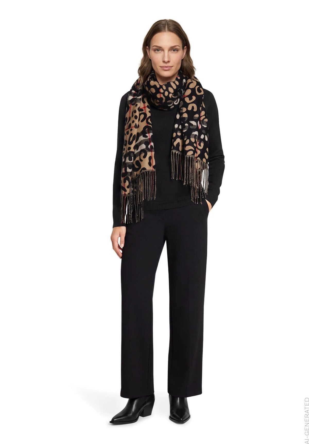 Betty Barclay Camel/Black Women Winter Scarf SKU: 3505-1791_7893 Image 02