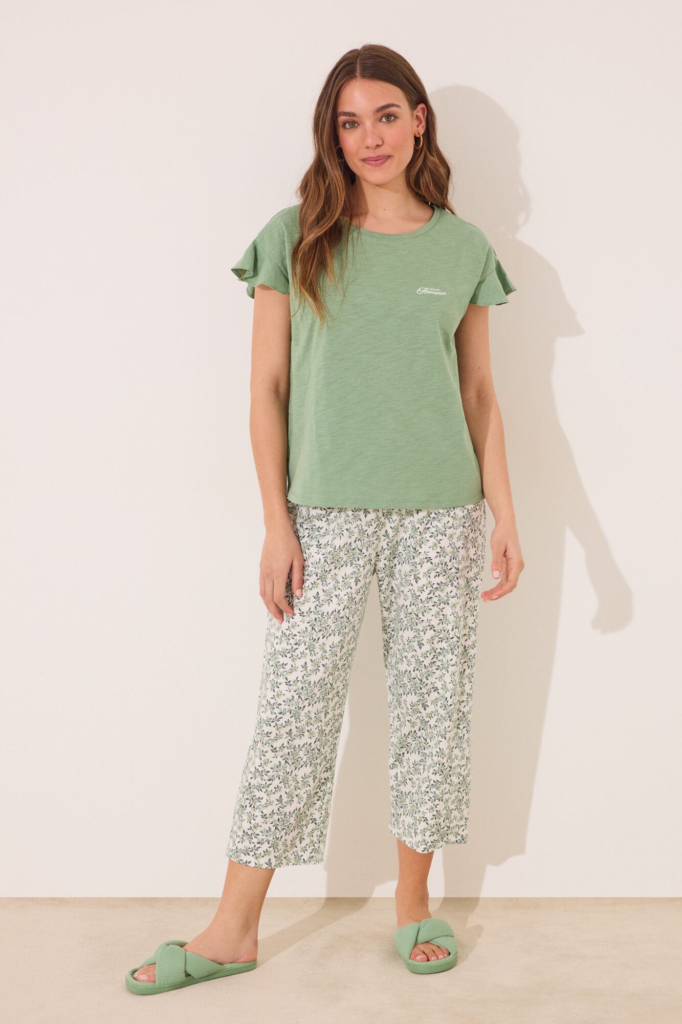 Women Secret_100% Green Cotton Capri Pyjamas_3592399_21_03