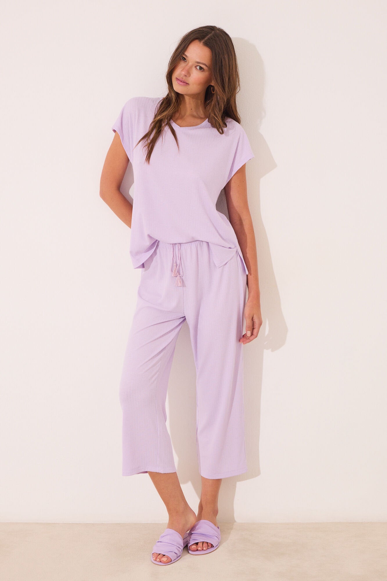 Women Secret_Viscose Ribbed Capri Pyjamas_3592402_75_01