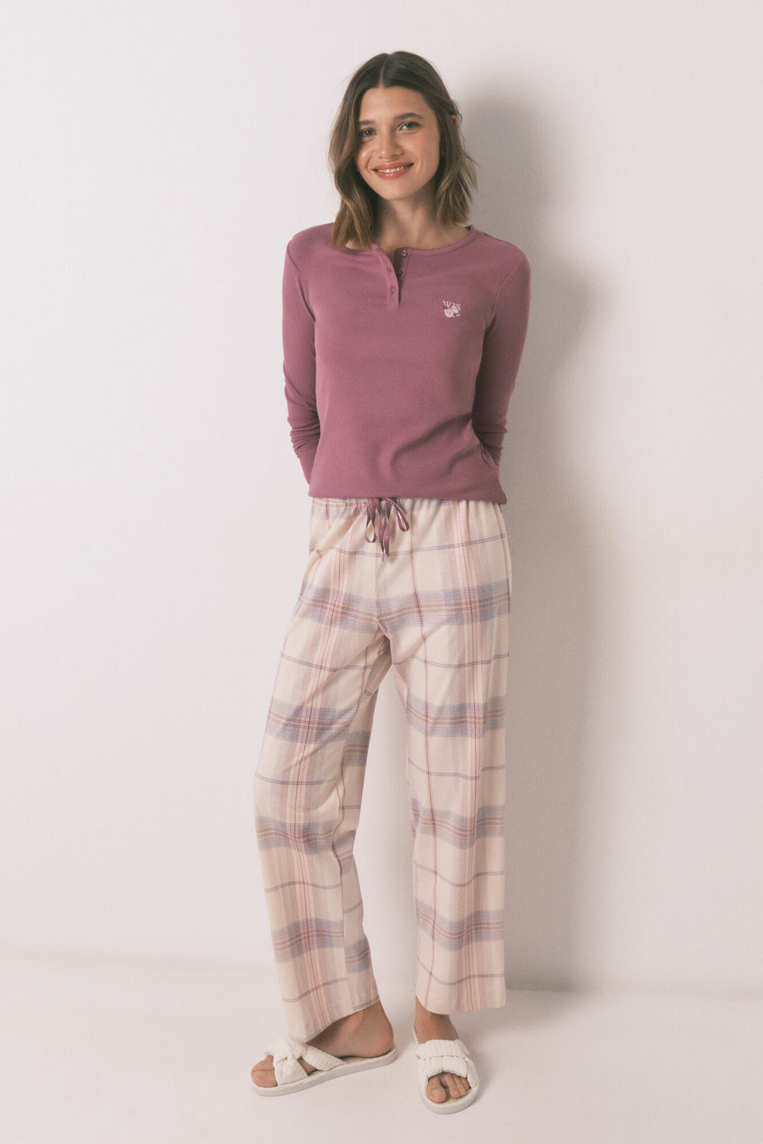 Women Secret_Pink_Long Pyjamas with Pink Checkered Print_3592417_72_03