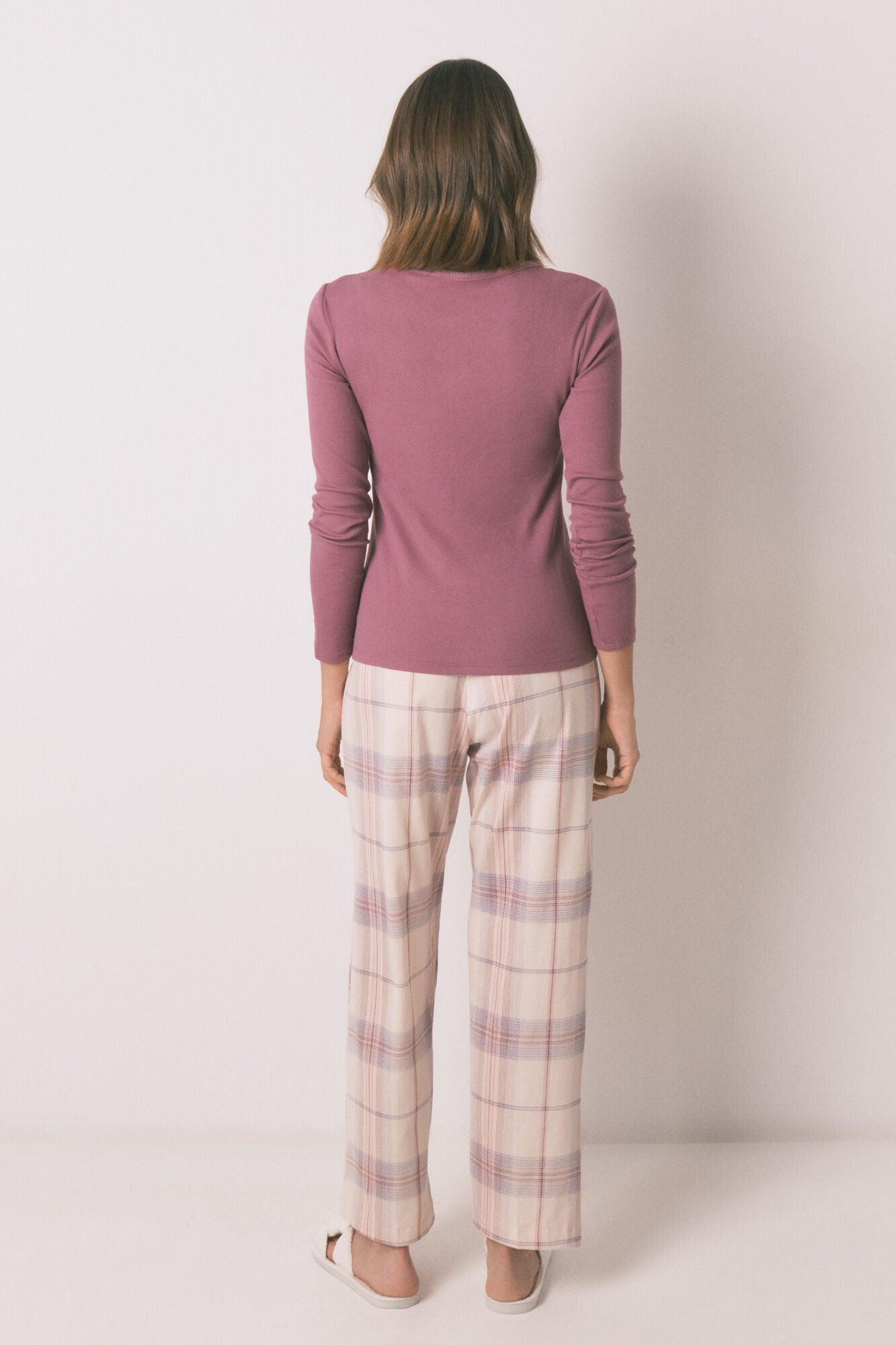 Women Secret_Pink_Long Pyjamas with Pink Checkered Print_3592417_72_06