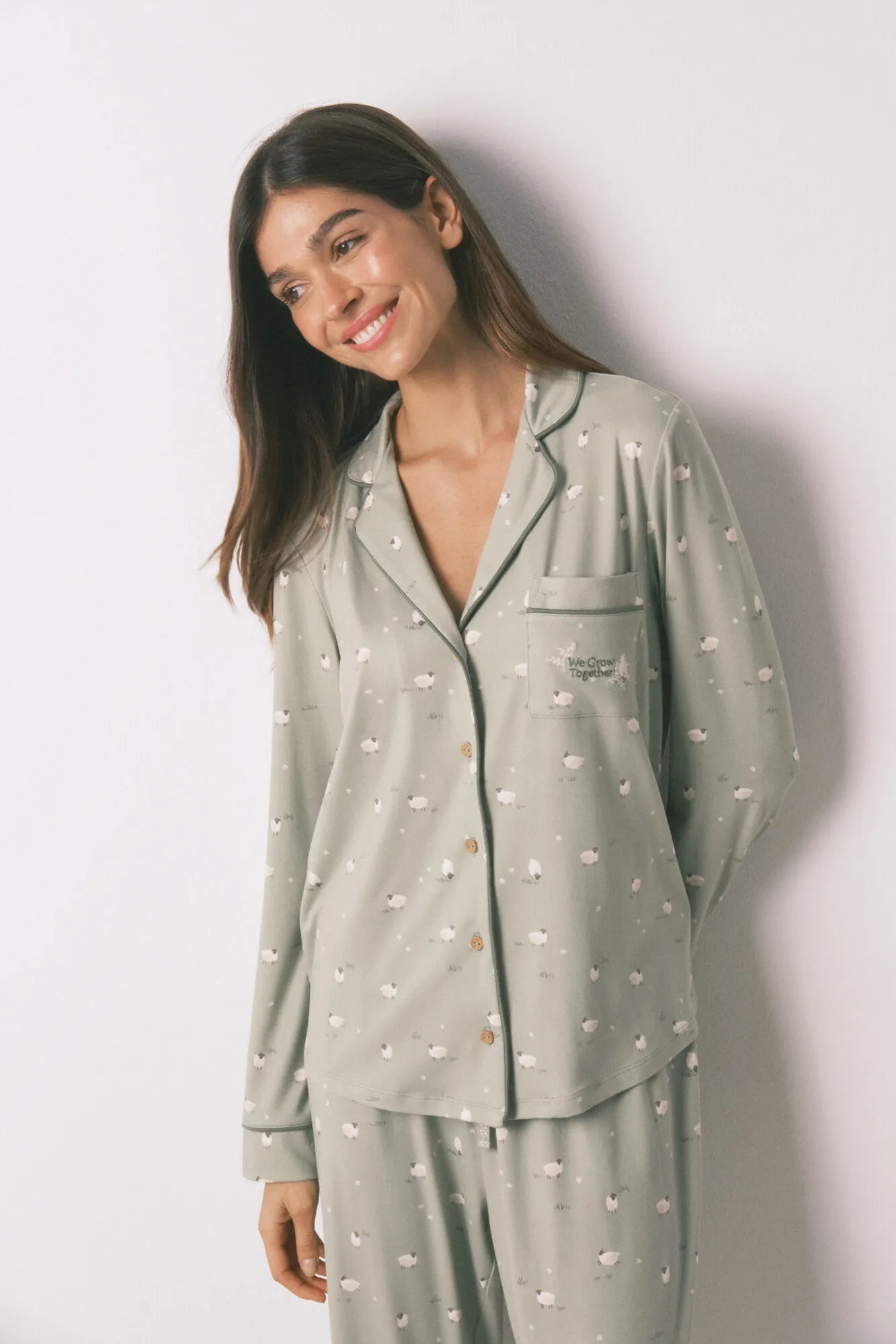 Women Secret_Green Print_Long Shirt Pyjamas Sheep_3592480_29_02