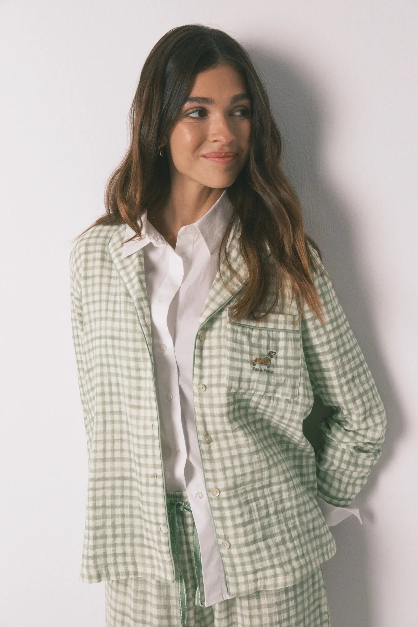 Women Secret Green Women Plaid 100% Cotton Classic Long Pyjamas SKU: 3593002_22 Image 01