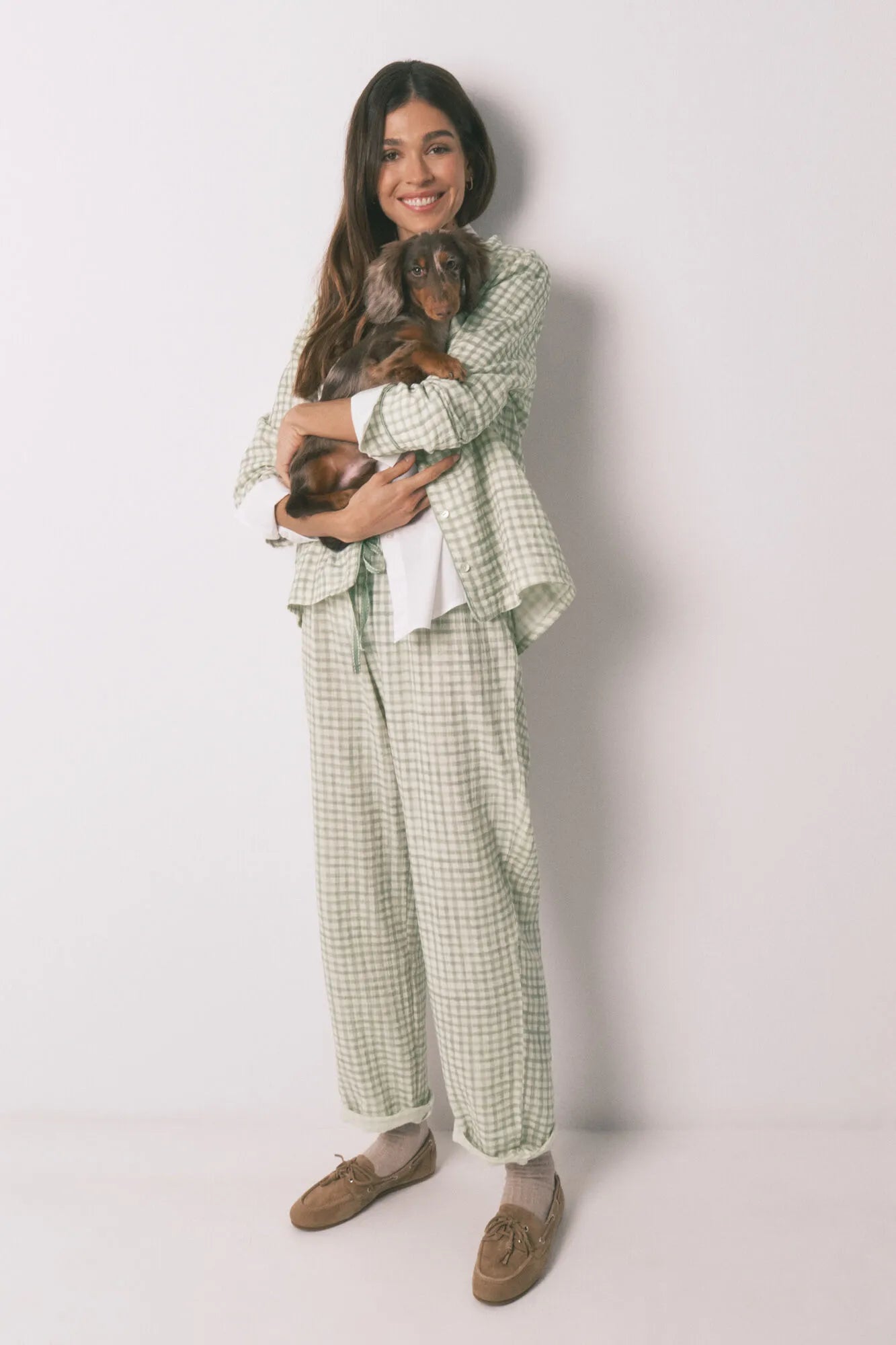 Women Secret Green Women Plaid 100% Cotton Classic Long Pyjamas SKU: 3593002_22 Image 08