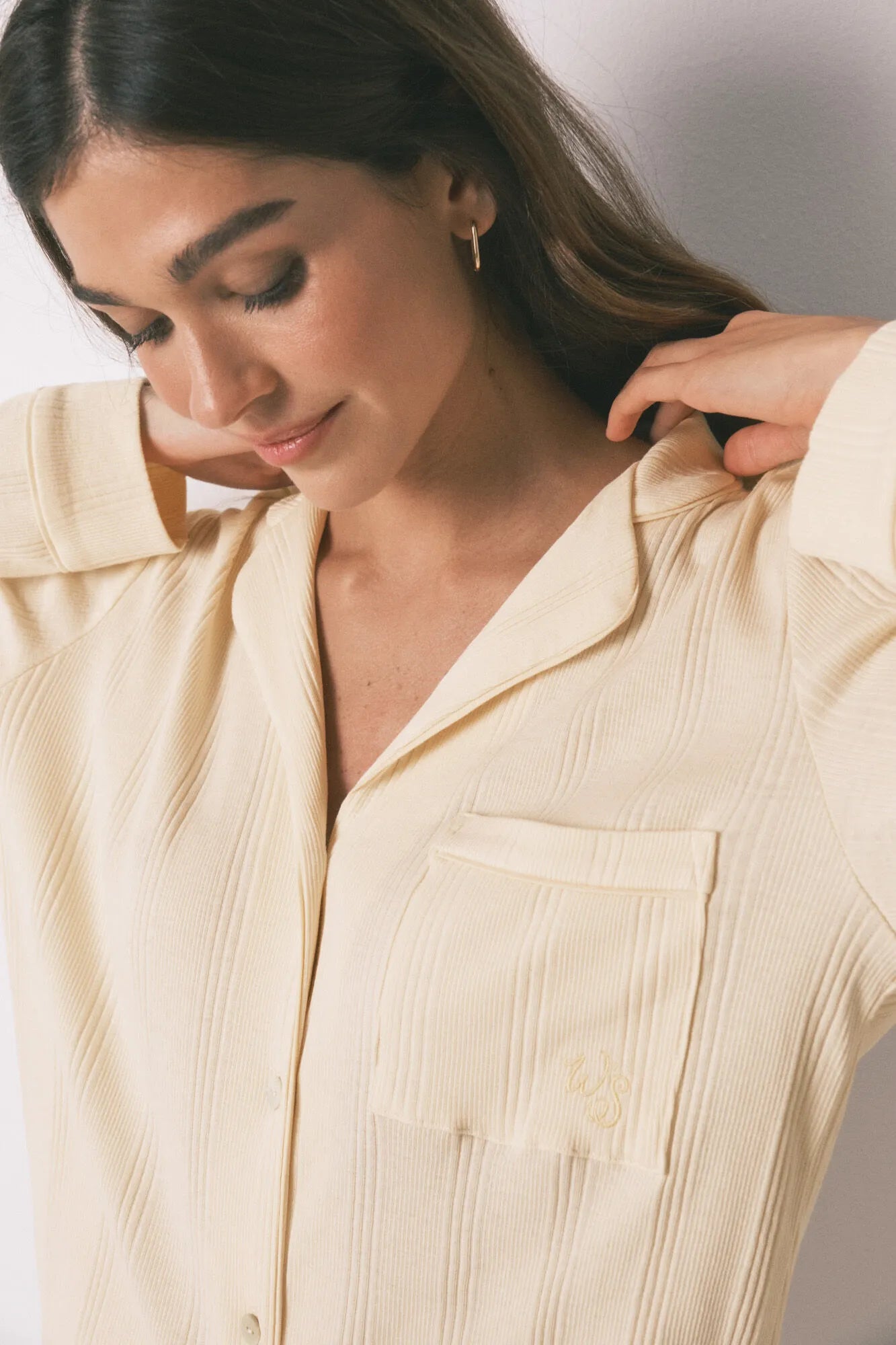 Women Secret_Ivory_Yellow Ribbed Cotton Classic Long Pyjamas_3593003_96_04