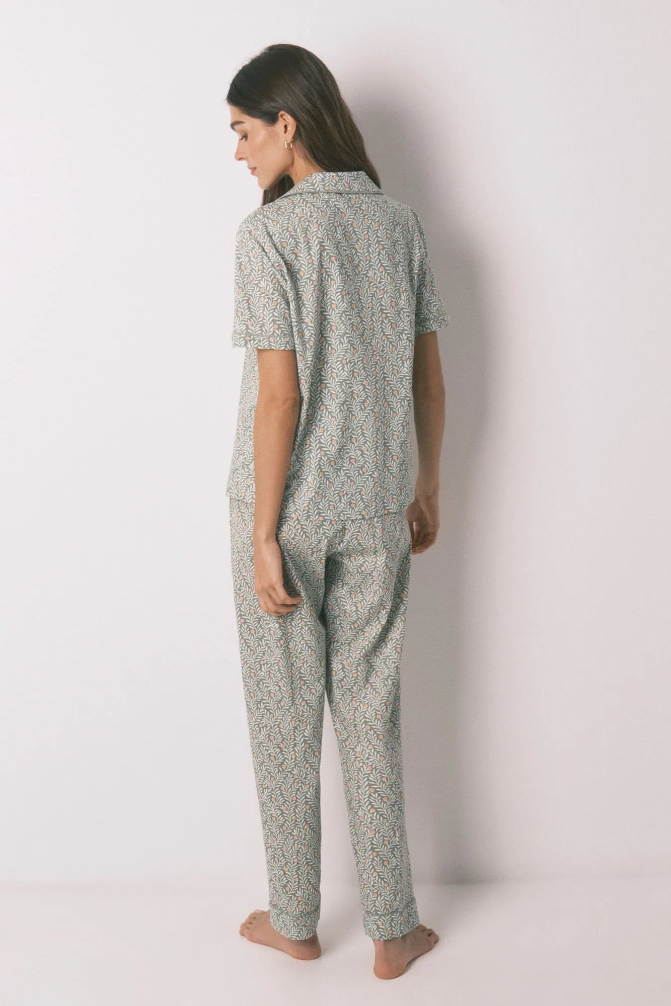 Women Secret_Green_100% Cotton Floral Print Classic Pyjamas_3593010_22_06