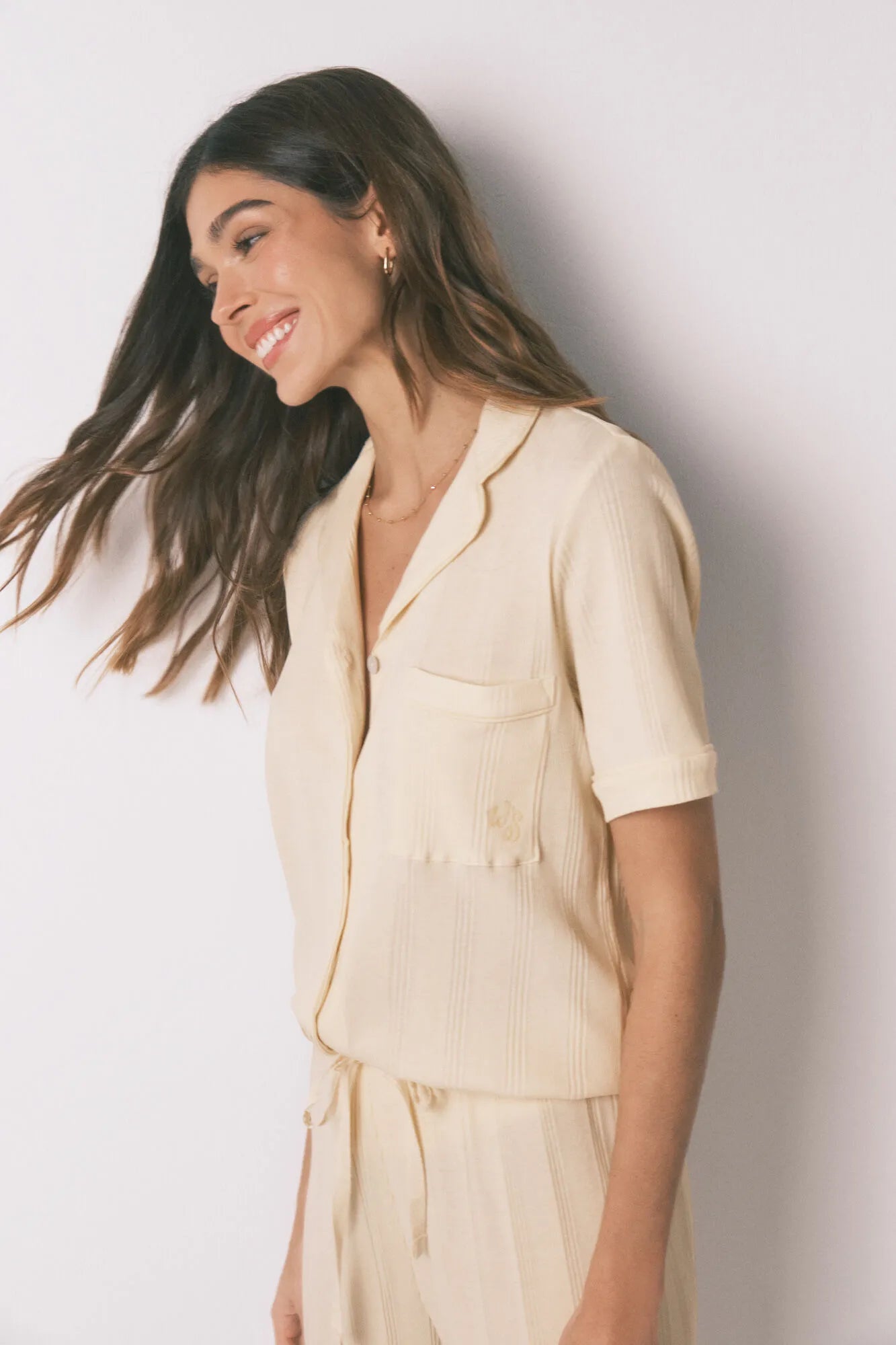 Women Secret_Ivory_Yellow Cotton Ribbed Classic Pyjamas_3593011_96_01