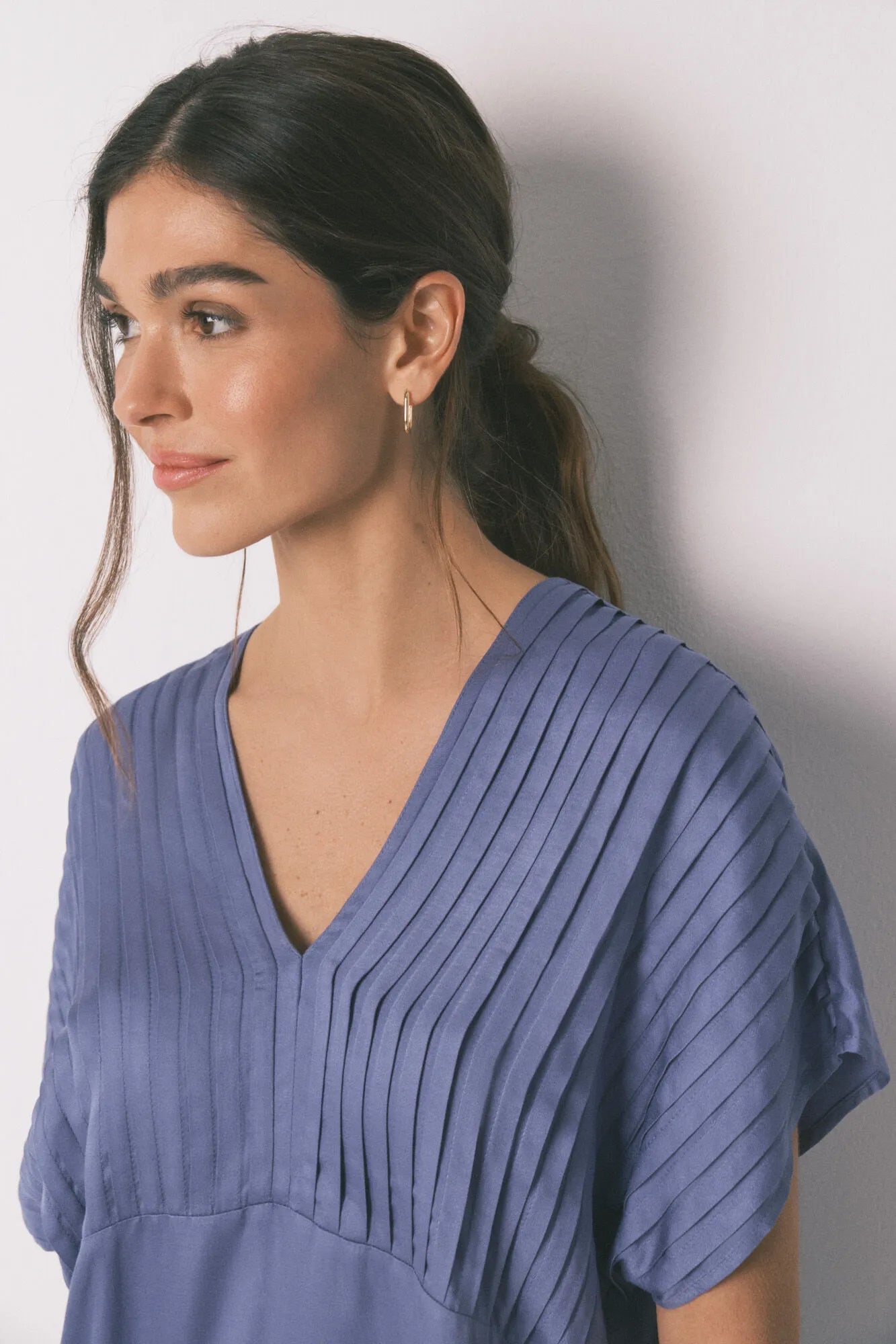 Women Secret_Light Blue_Blue Long Pyjamas with Pleated Neckline_3593016_18_03