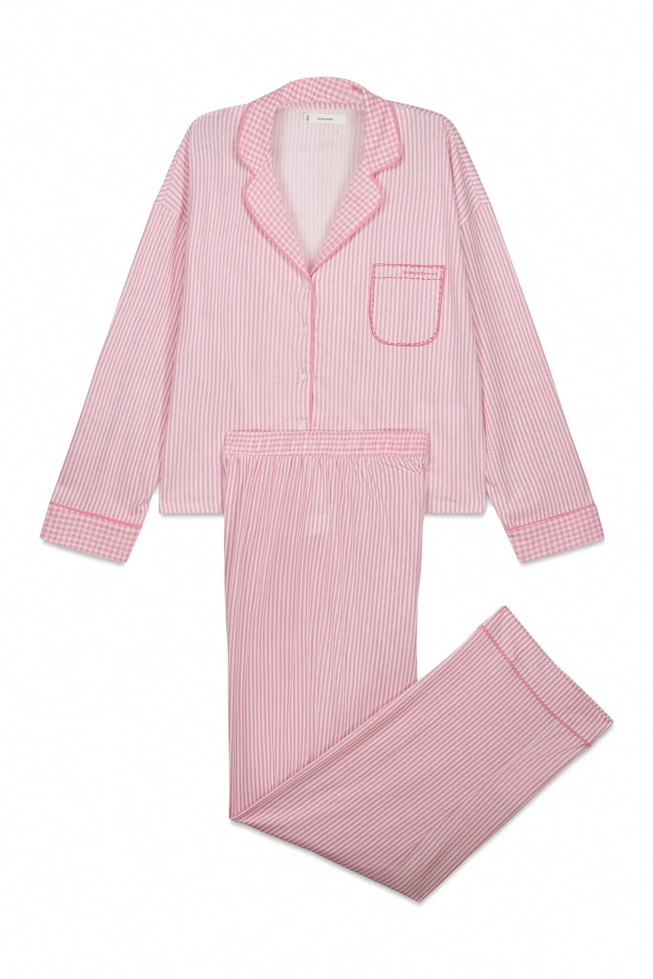 Women Secret Pink Women Pink Cotton Striped Long Classic Pyjamas SKU: 3593022_70 Image 08