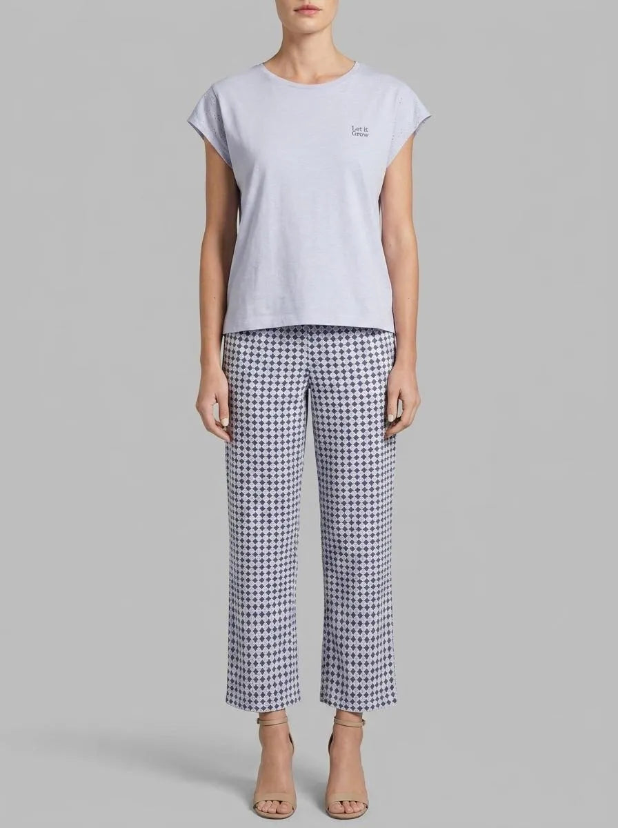 Women Secret Purple/Lilac Women Lilac Printed Cotton Short Sleeve Long Pyjamas SKU: 3593028_75 Image 00